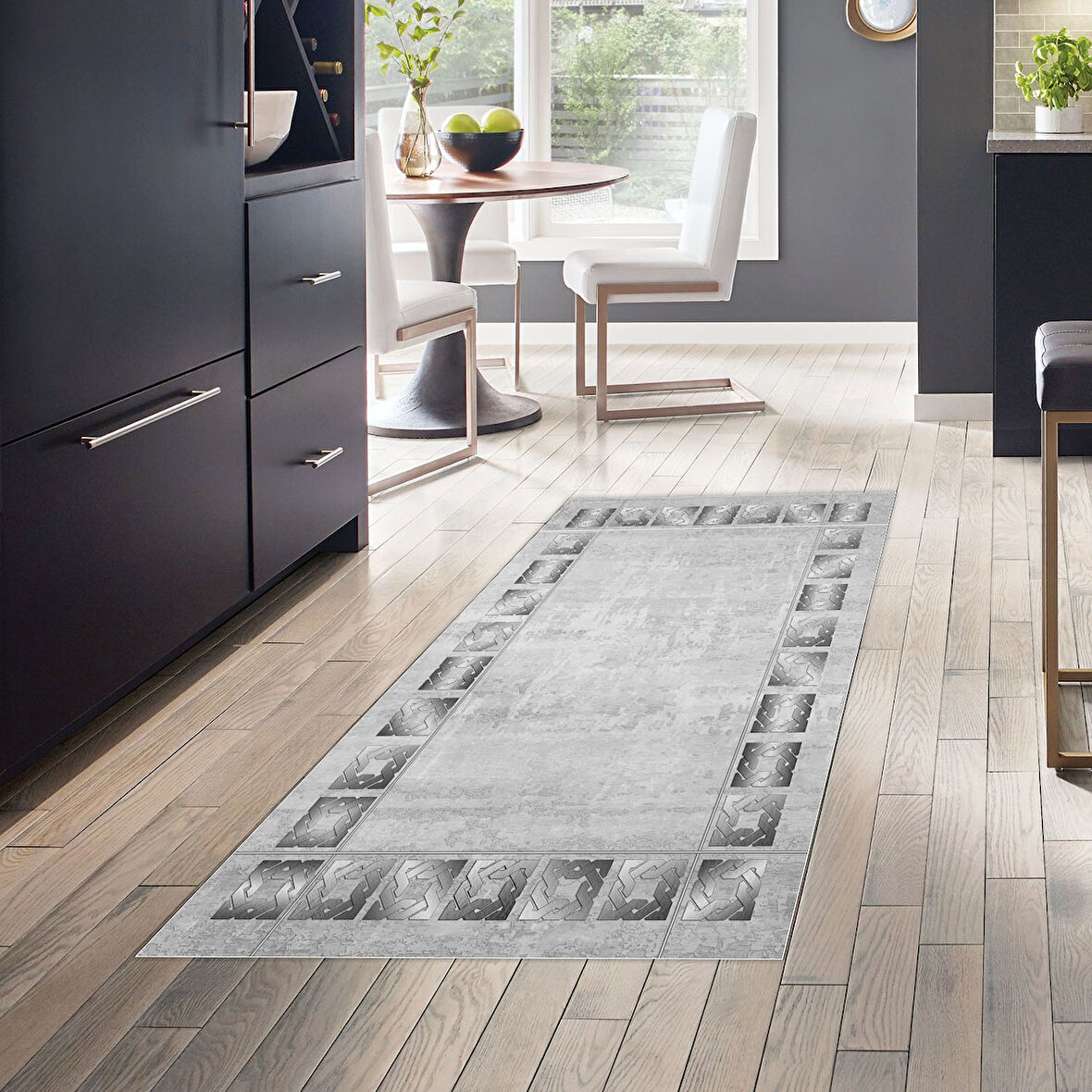 Dekoreko Kaymaz Taban Djt Mutfak Halısı Yıldız Deri Modern 691M