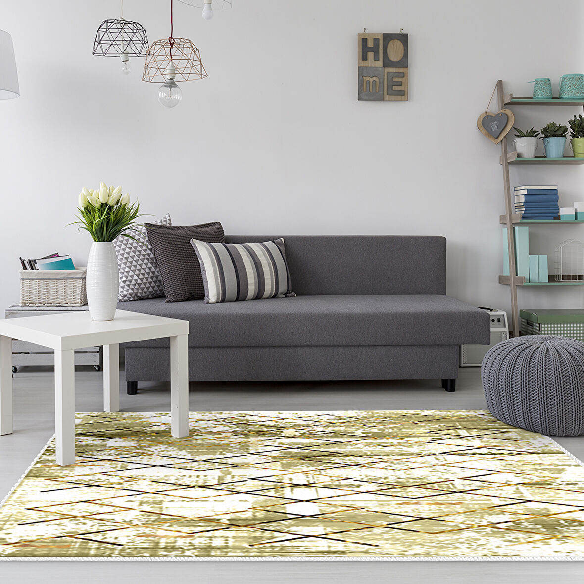 Dekoreko Kaymaz Taban Djt Salon Halısı Trend Modern M5026