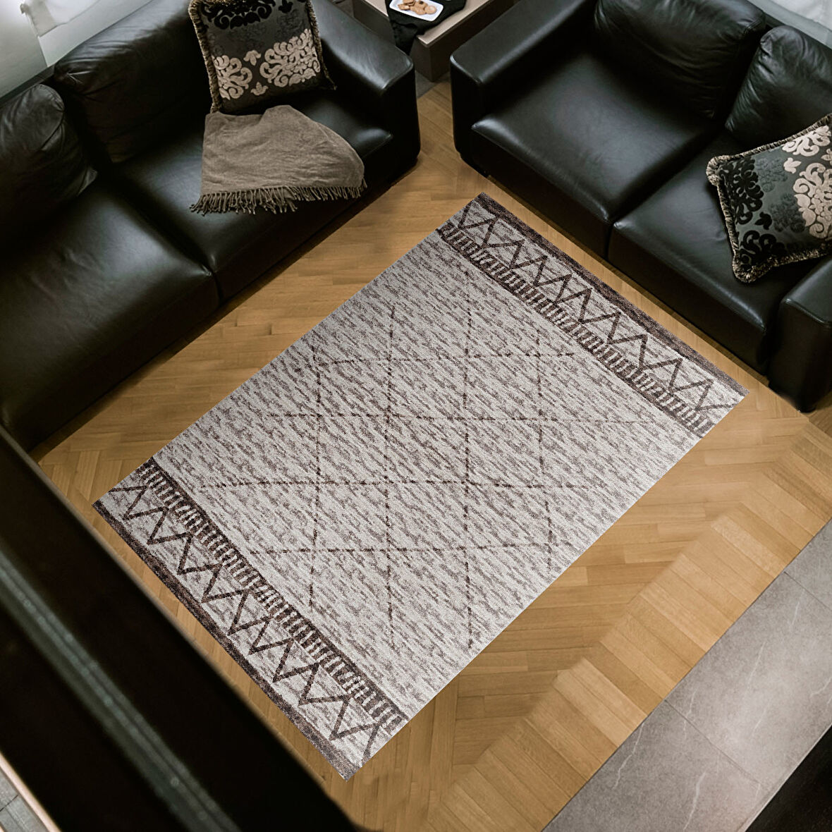 Dekoreko Kaymaz Taban Djt Salon Halısı Yıldız Deri İskandinav F5081