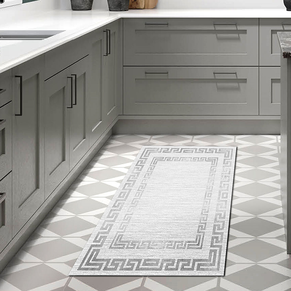 Dekoreko Kaymaz Taban Djt Mutfak Halısı Trend Modern Kt418