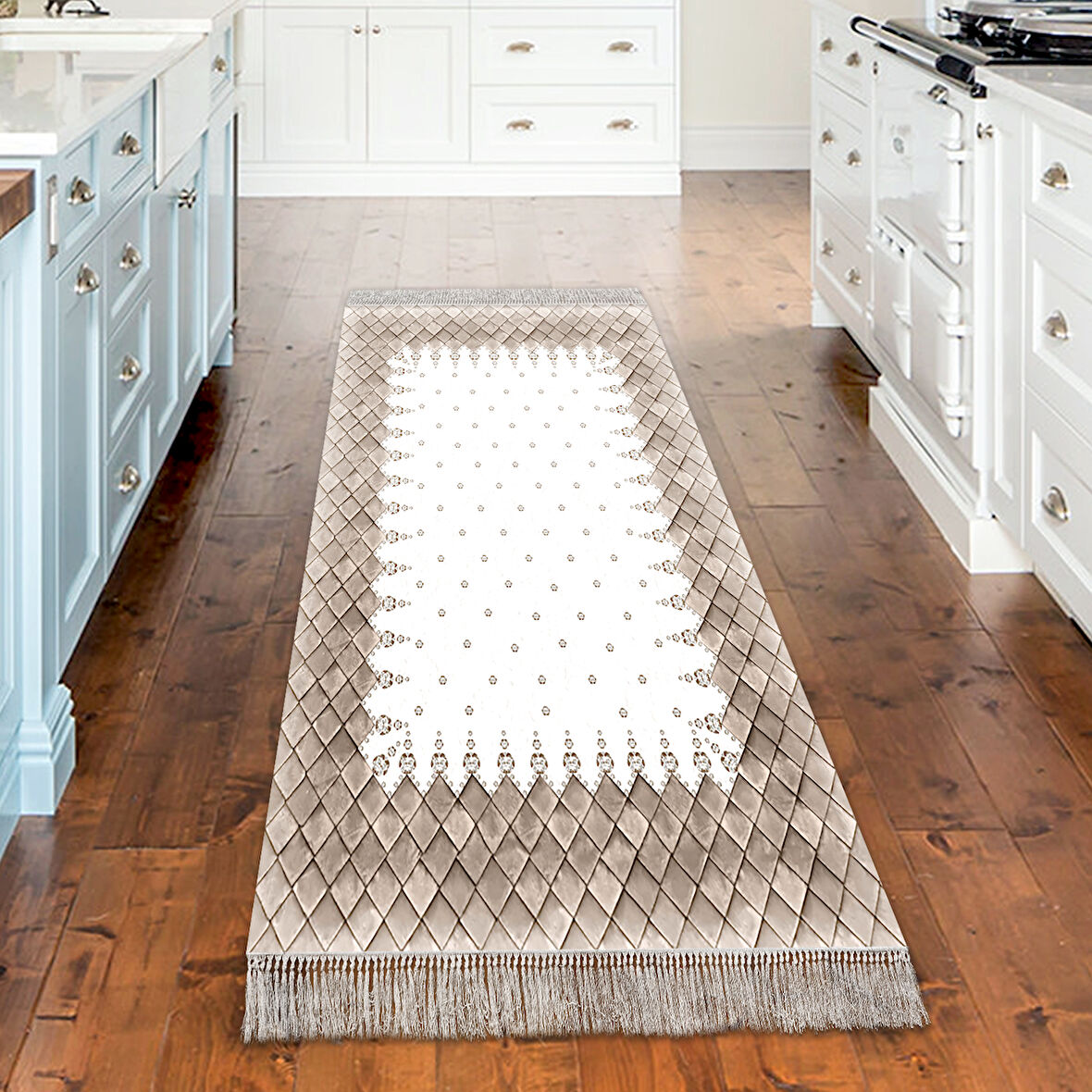 Dekoreko Kaymaz Taban Djt Mutfak Halısı Yıldız Deri Saçaklı Modern 1529