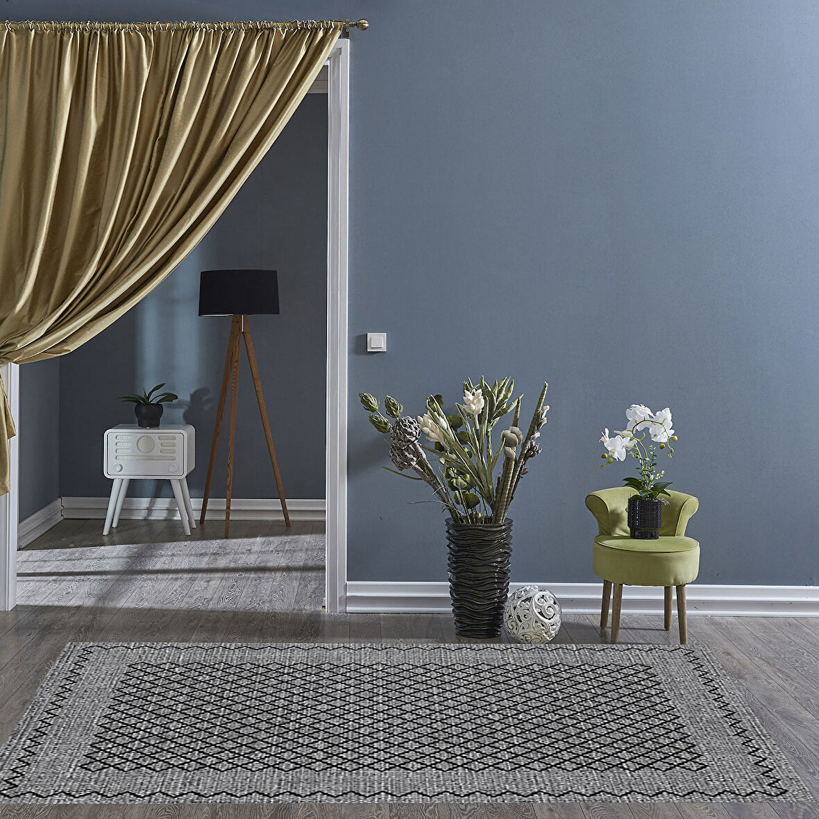 Dekoreko Kaymaz Taban Djt Salon Halısı Star Pamuk Modern M5001