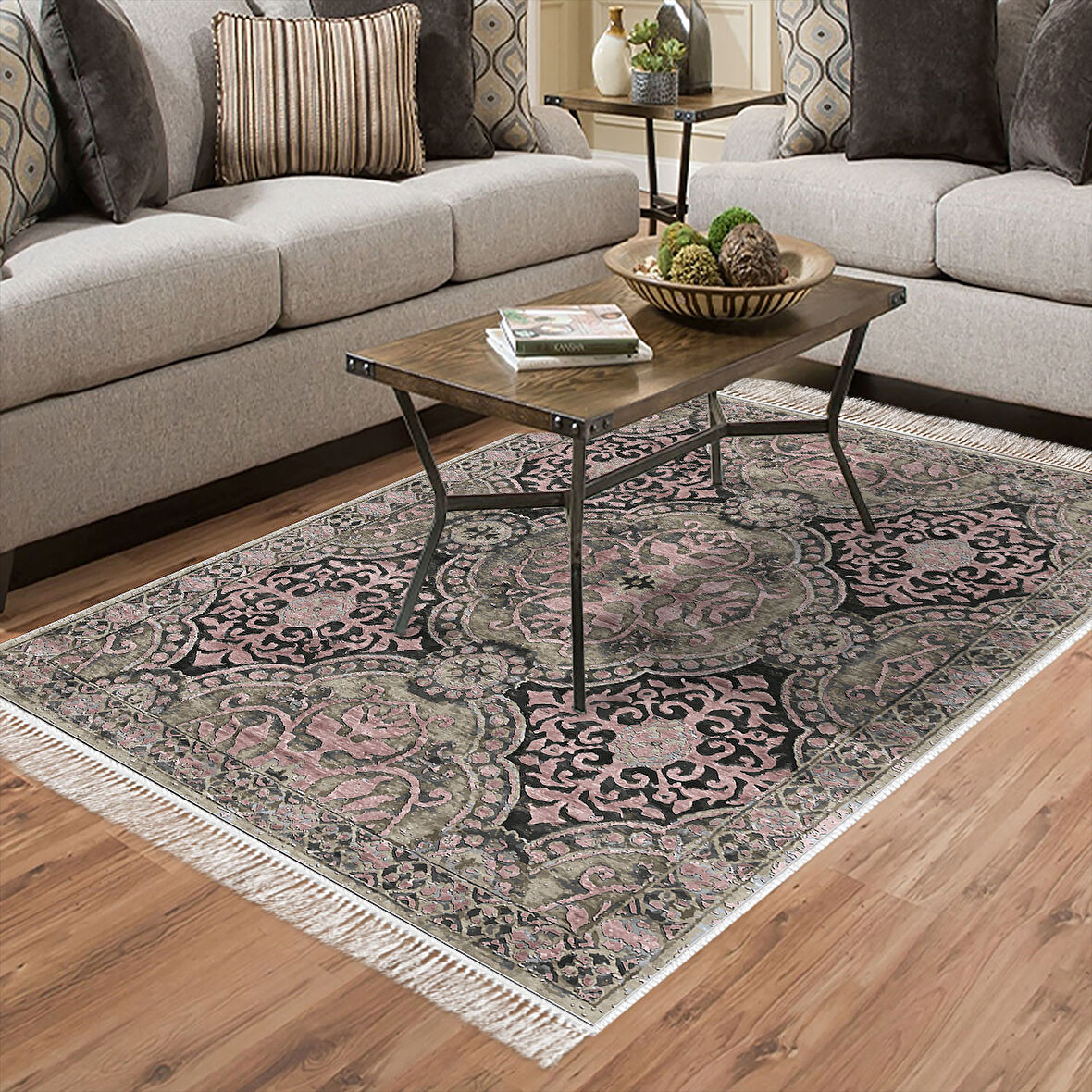 Dekoreko Kaymaz Taban Djt Salon Halısı Star Pamuk Saçaklı Modern 659M