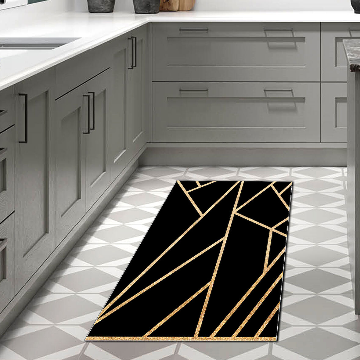 Dekoreko Kaymaz Taban Djt Mutfak Halısı Star Pamuk Modern 686M