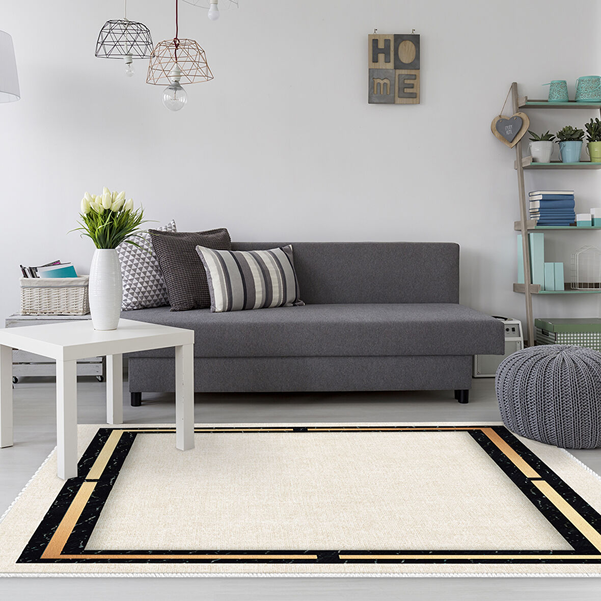 Dekoreko Kaymaz Taban Djt Salon Halısı Trend Modern F5006