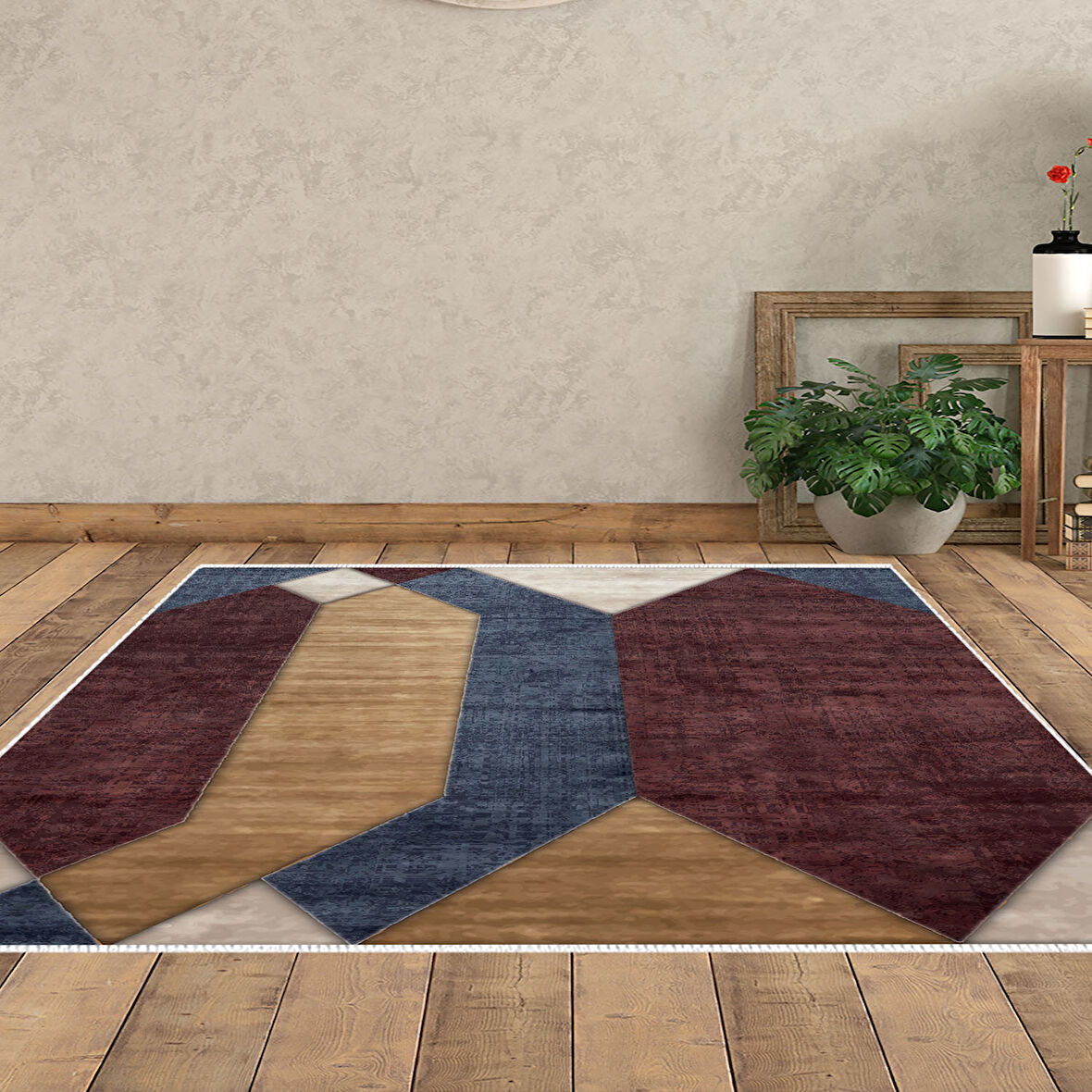 Dekoreko Kaymaz Taban Djt Salon Halısı Star Pamuk Modern S6506