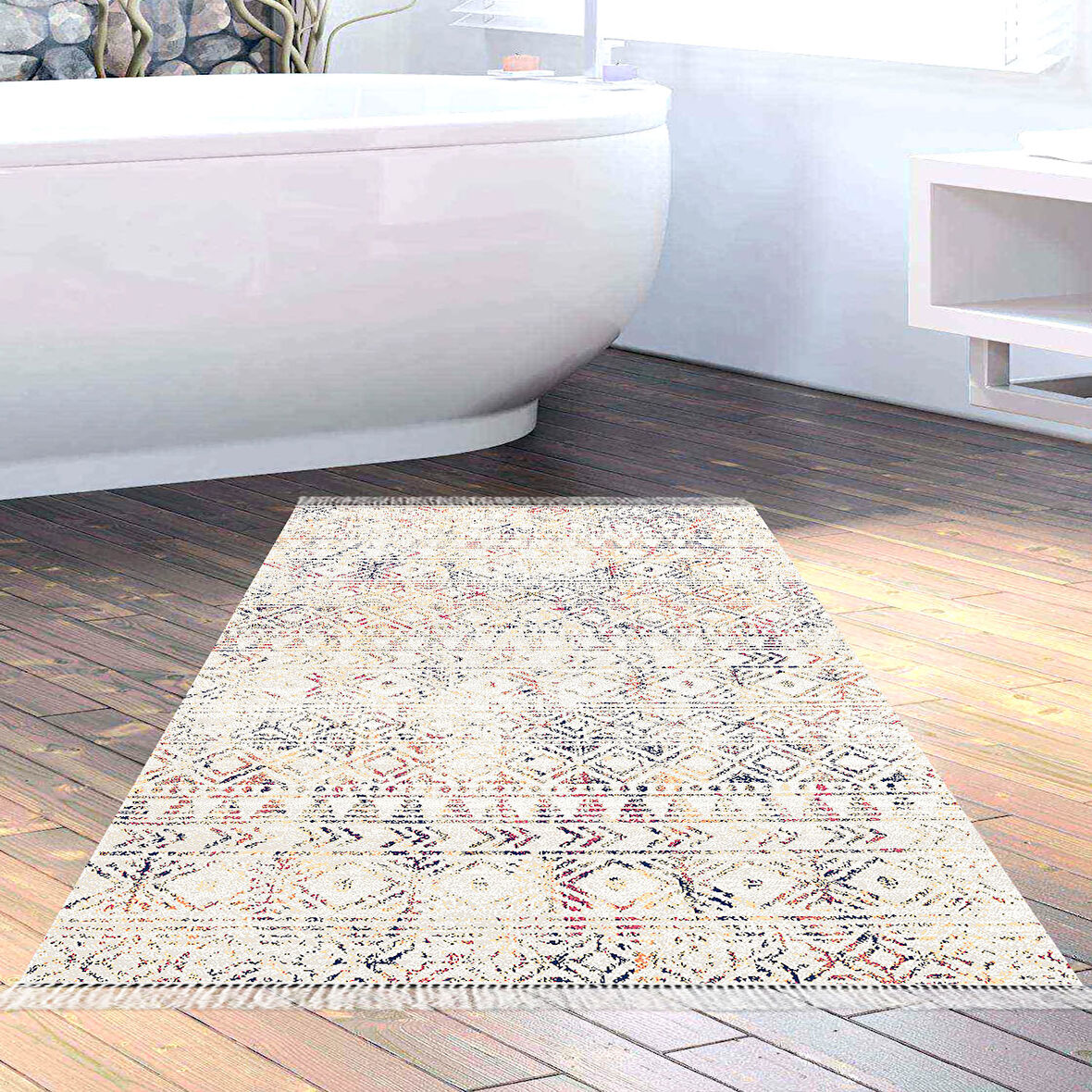 Dekoreko Kaymaz Taban Djt Banyo Halısı Trend Saçaklı İskandinav F5139