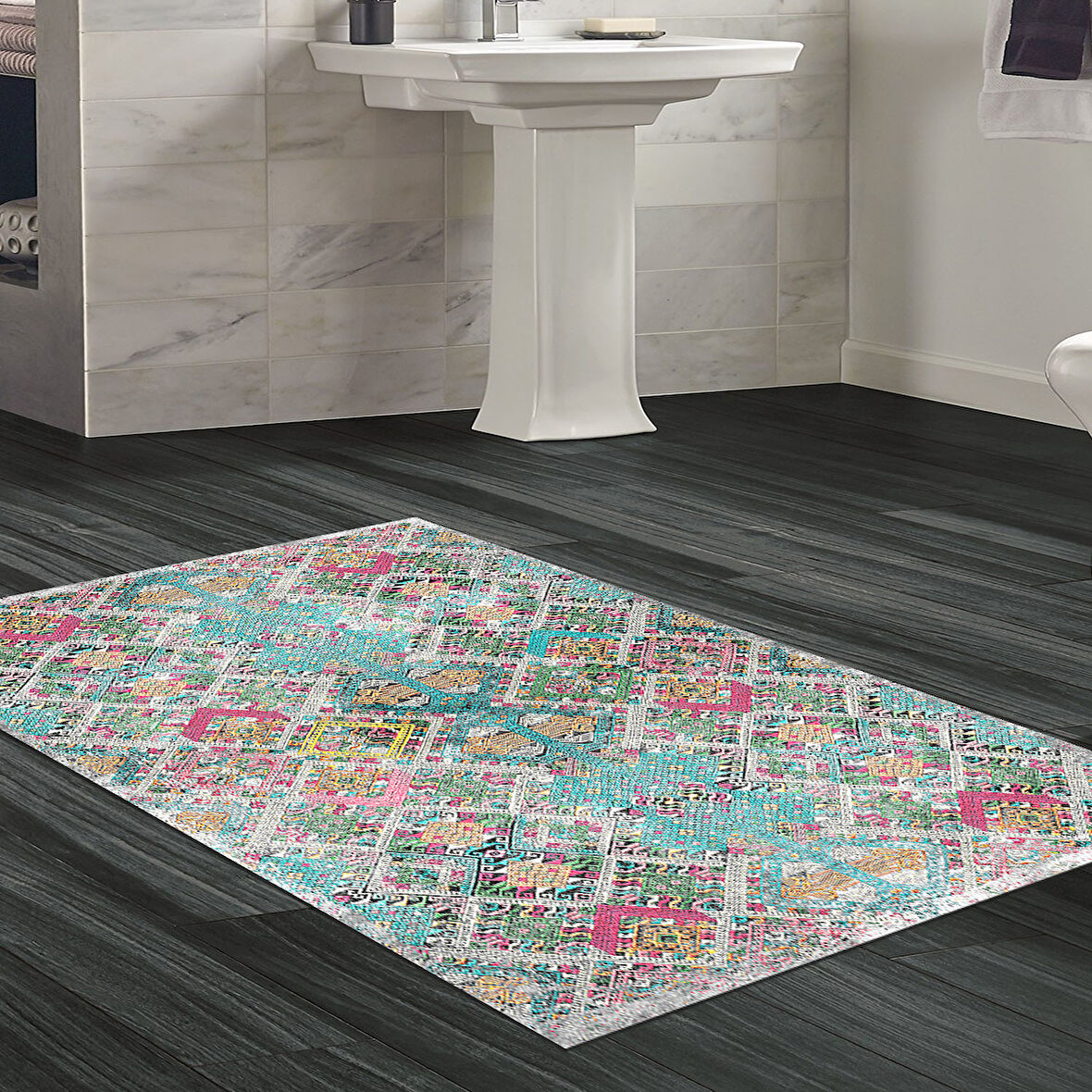 Dekoreko Kaymaz Taban Djt Banyo Halısı Trend İskandinav F5009