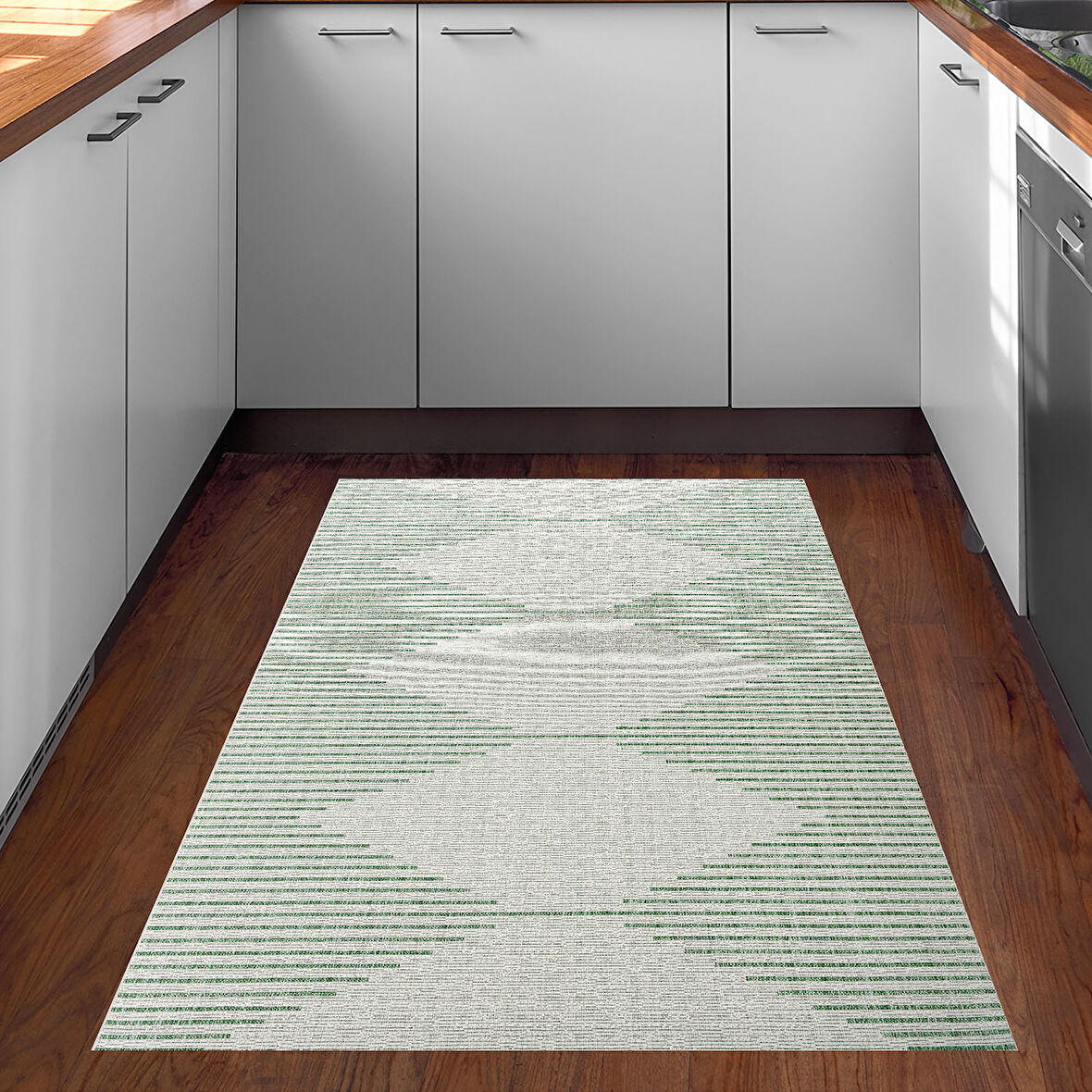 Dekoreko Kaymaz Taban Djt Mutfak Halısı Yıldız Deri İskandinav F5085