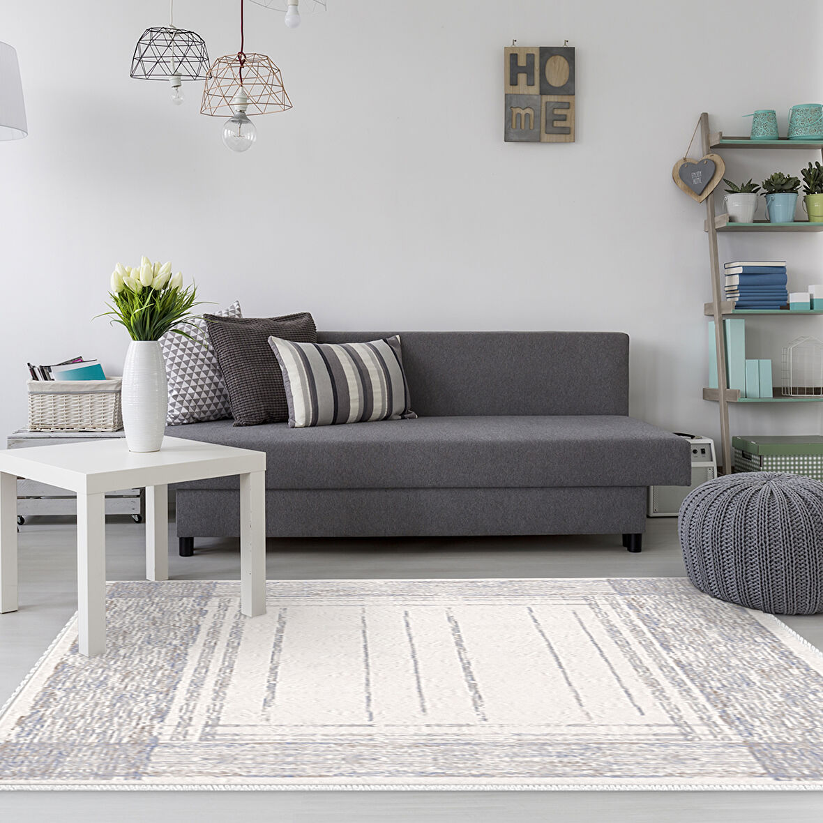 Dekoreko Kaymaz Taban Djt Salon Halısı Yıldız Deri Modern M5076