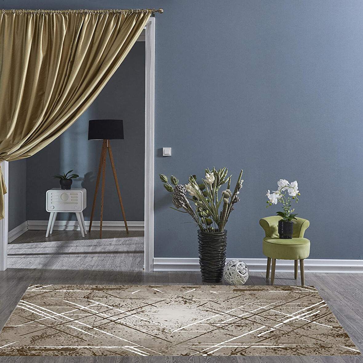 Dekoreko Kaymaz Taban Djt Salon Halısı Yıldız Deri Modern M5003