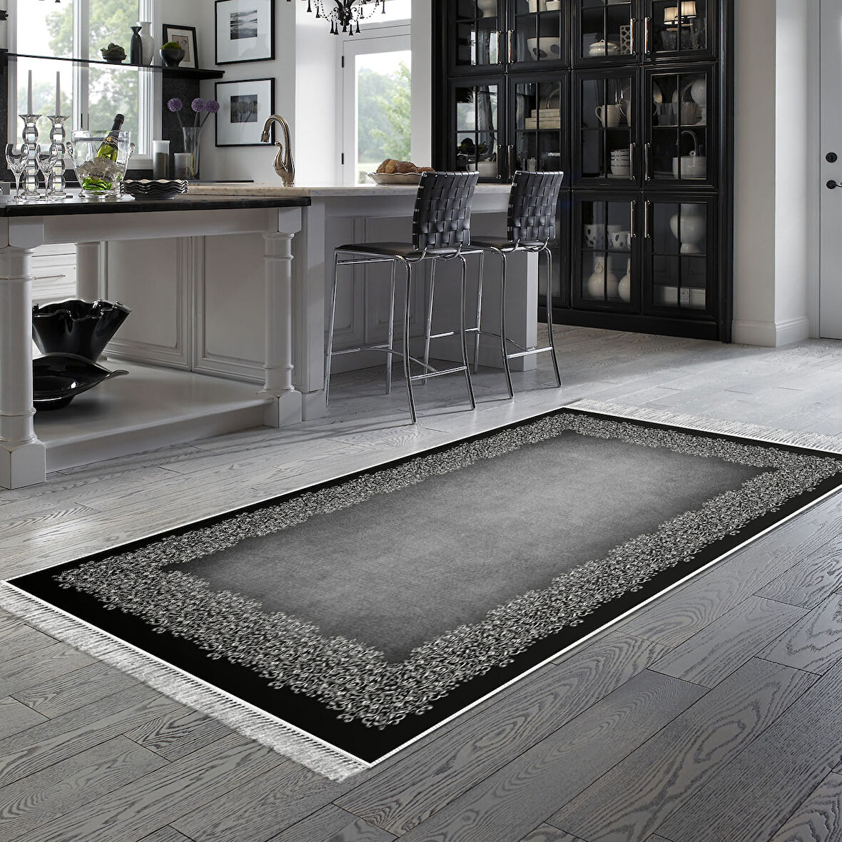 Dekoreko Kaymaz Taban Djt Mutfak Halısı Yıldız Deri Saçaklı Modern 1674