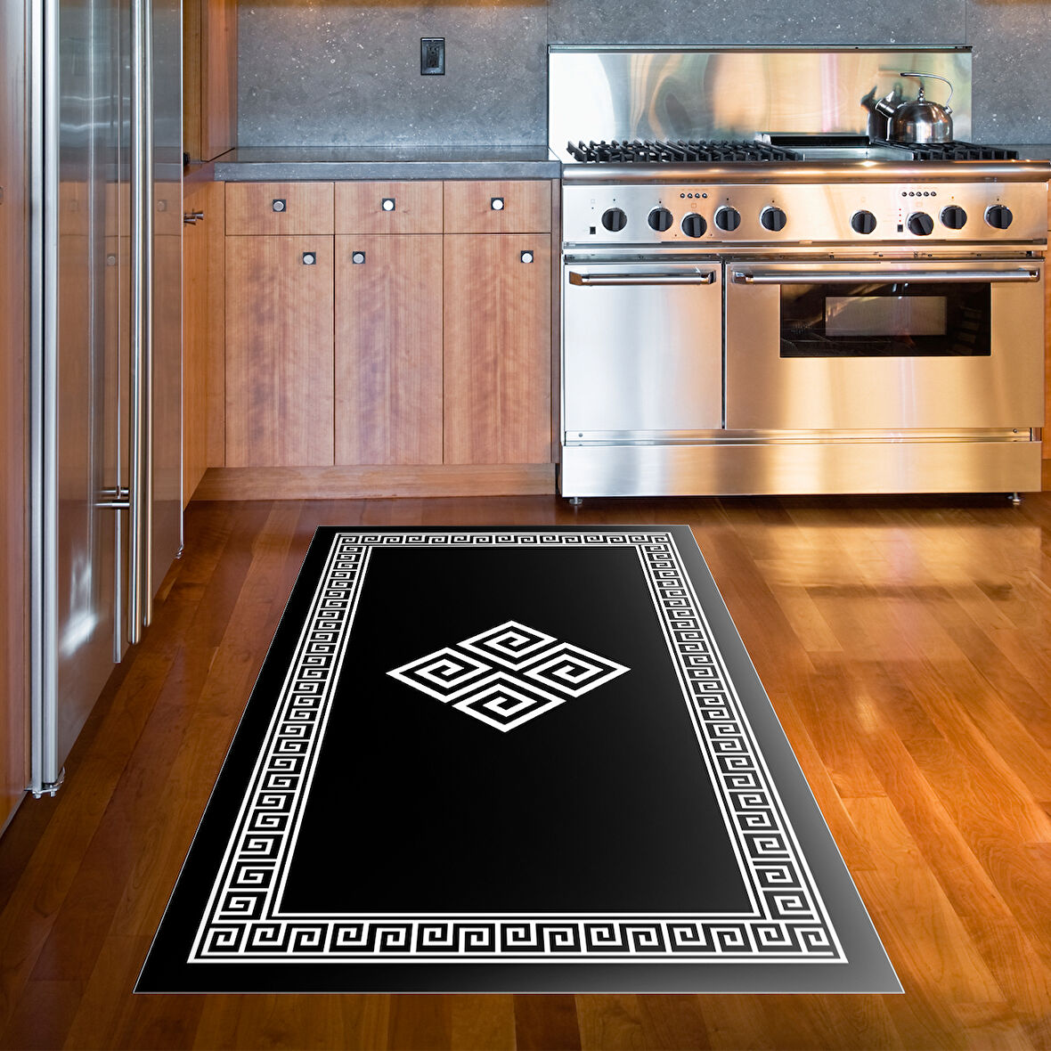 Dekoreko Kaymaz Taban Djt Mutfak Halısı Yıldız Deri Modern 656M