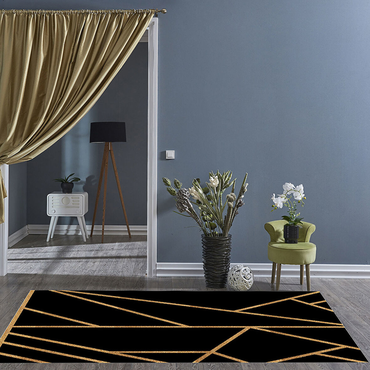 Dekoreko Kaymaz Taban Djt Salon Halısı Star Pamuk Modern 686M