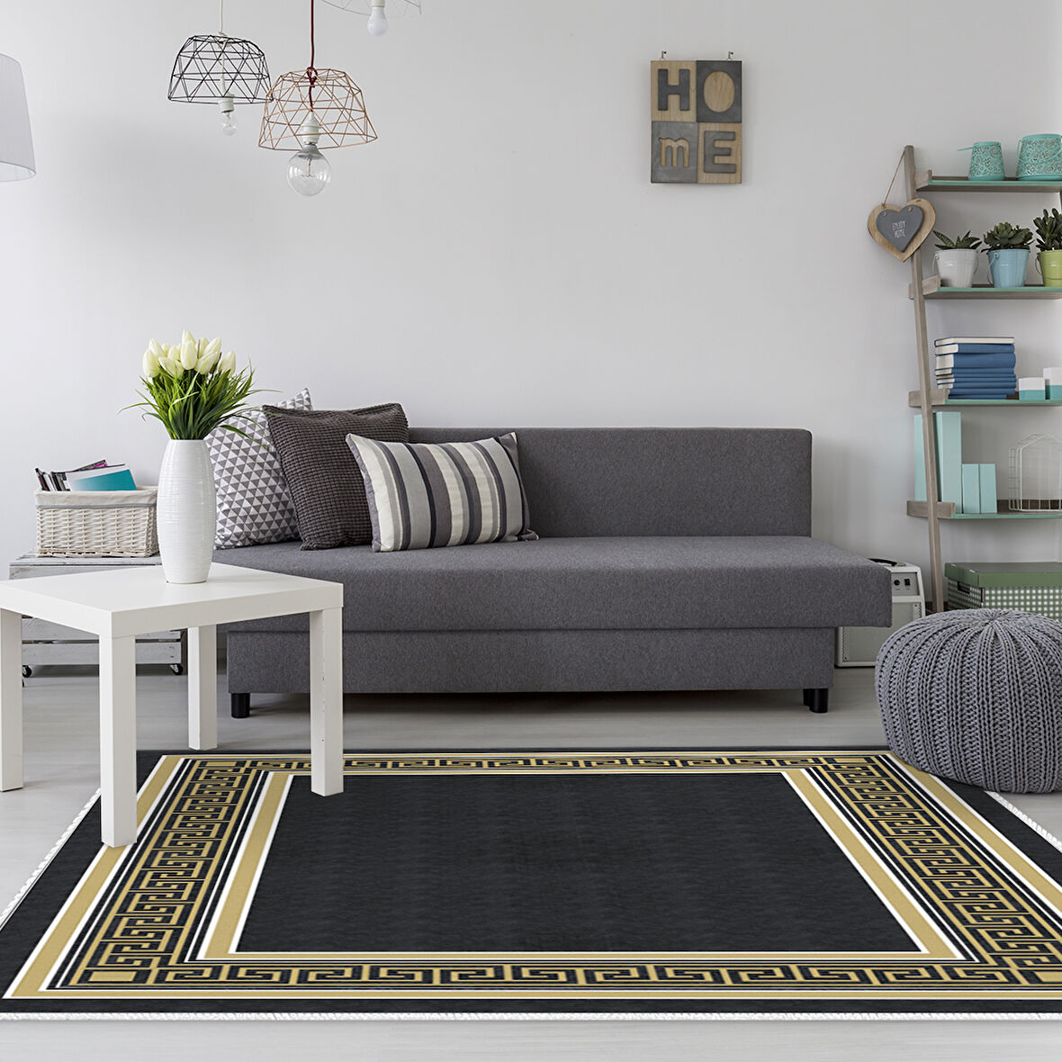 Dekoreko Kaymaz Taban Djt Salon Halısı Star Pamuk Modern M5140
