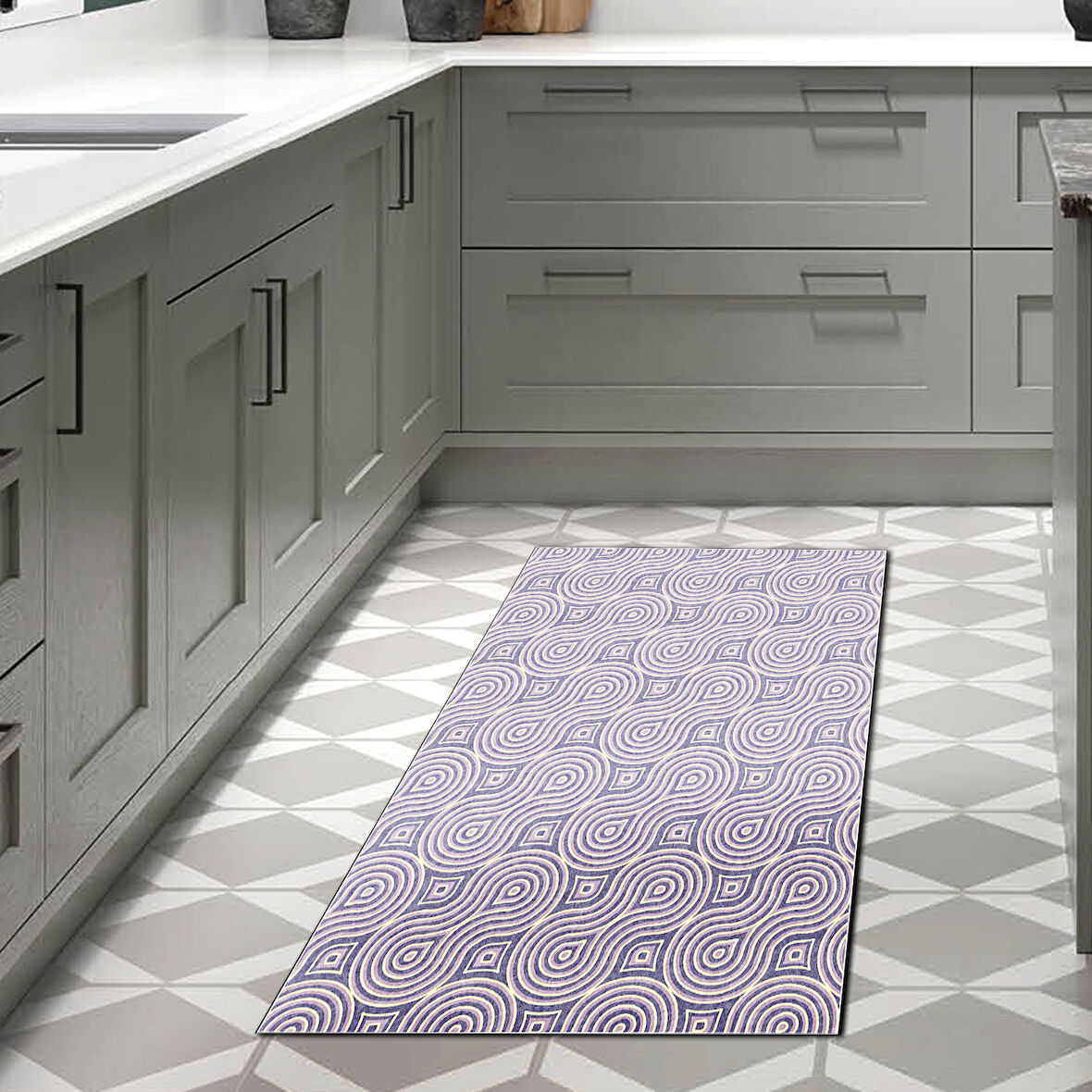 Dekoreko Kaymaz Taban Djt Mutfak Halısı Trend Modern 605M