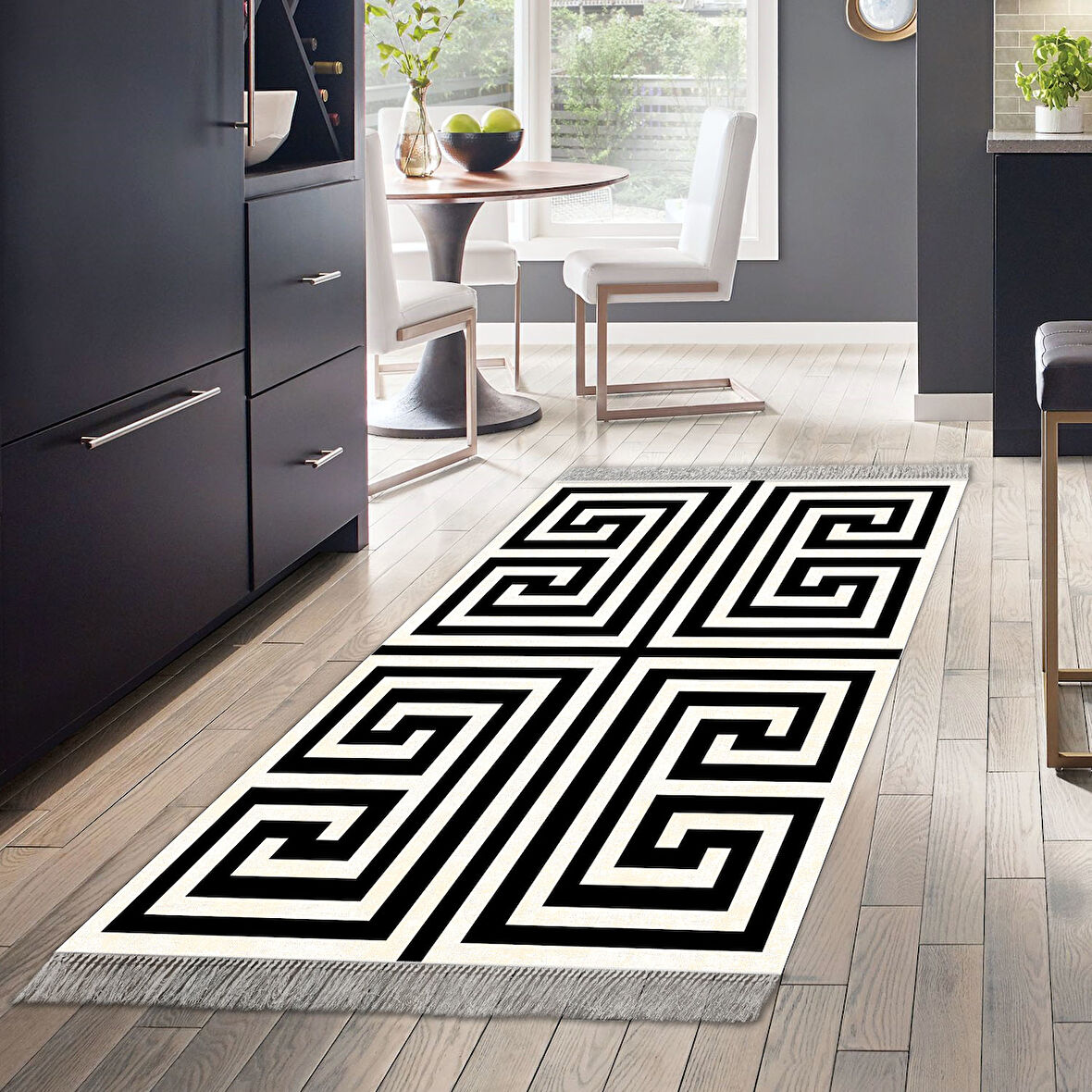 Dekoreko Kaymaz Taban Djt Mutfak Halısı Star Pamuk Saçaklı Modern 658M