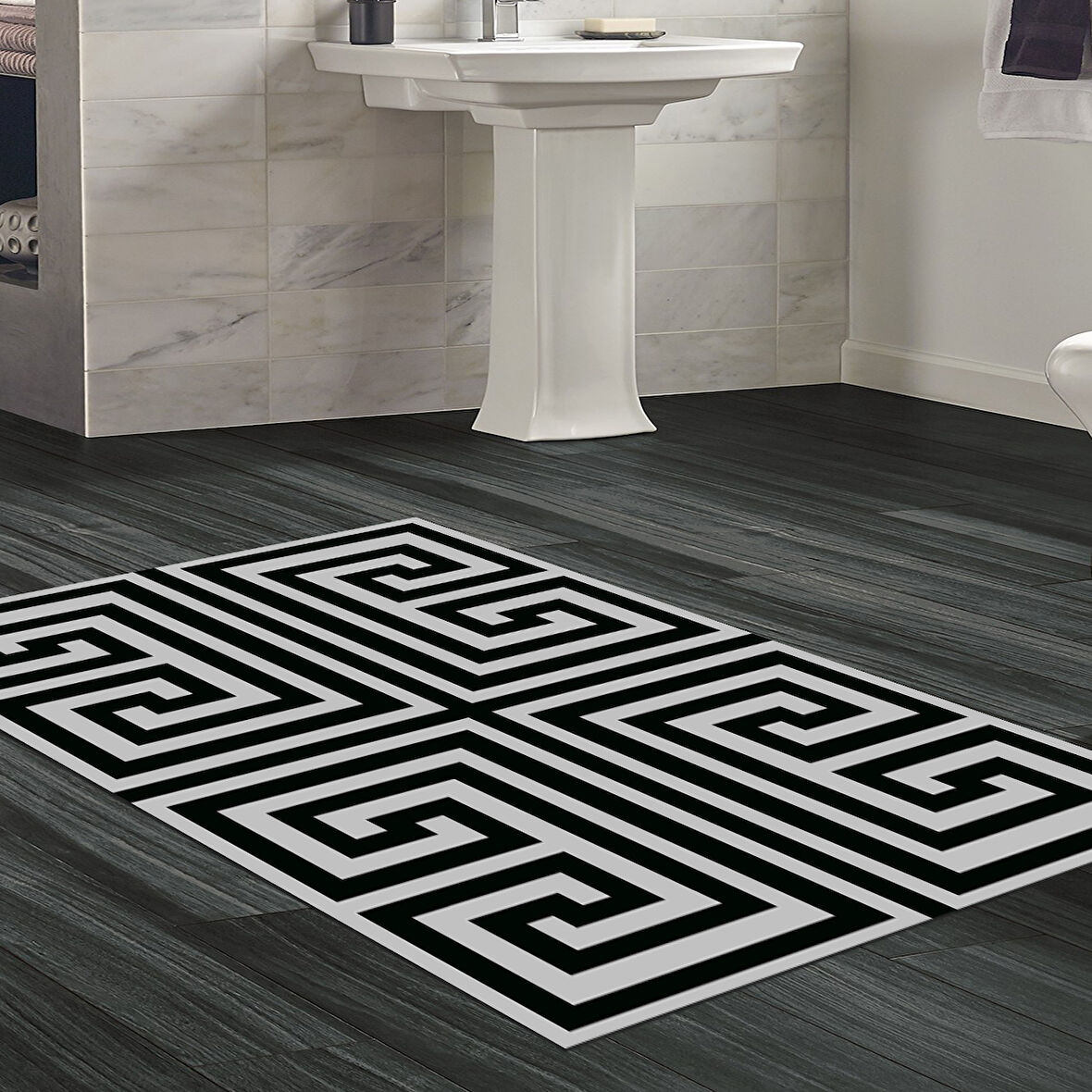 Dekoreko Kaymaz Taban Djt Banyo Halısı Yıldız Deri Modern 658M