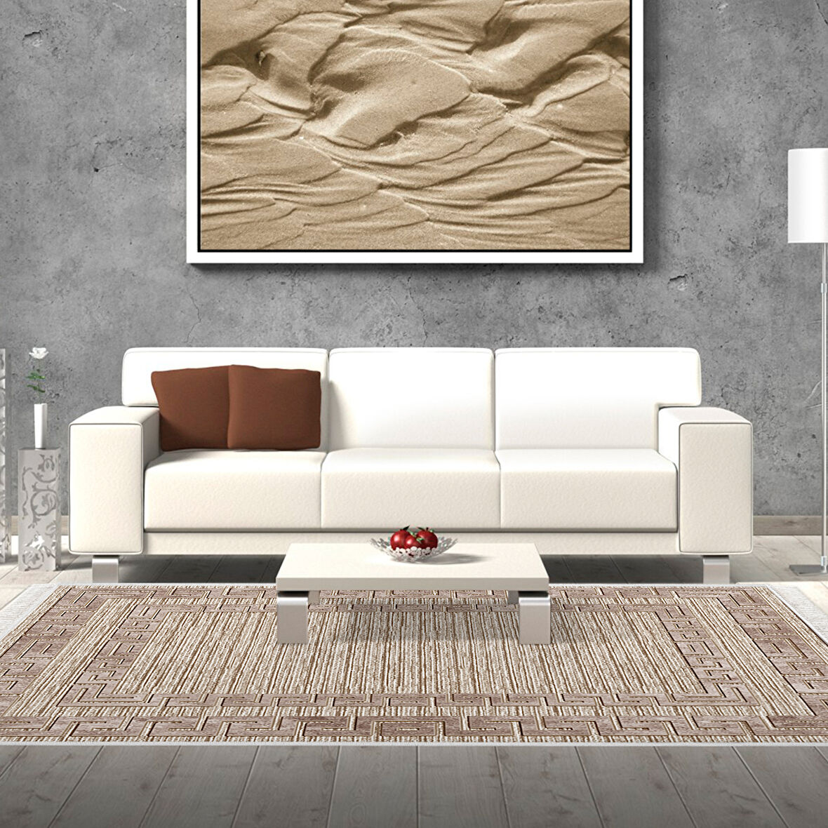 Dekoreko Kaymaz Taban Djt Salon Halısı Yıldız Deri Saçaklı Modern F5036