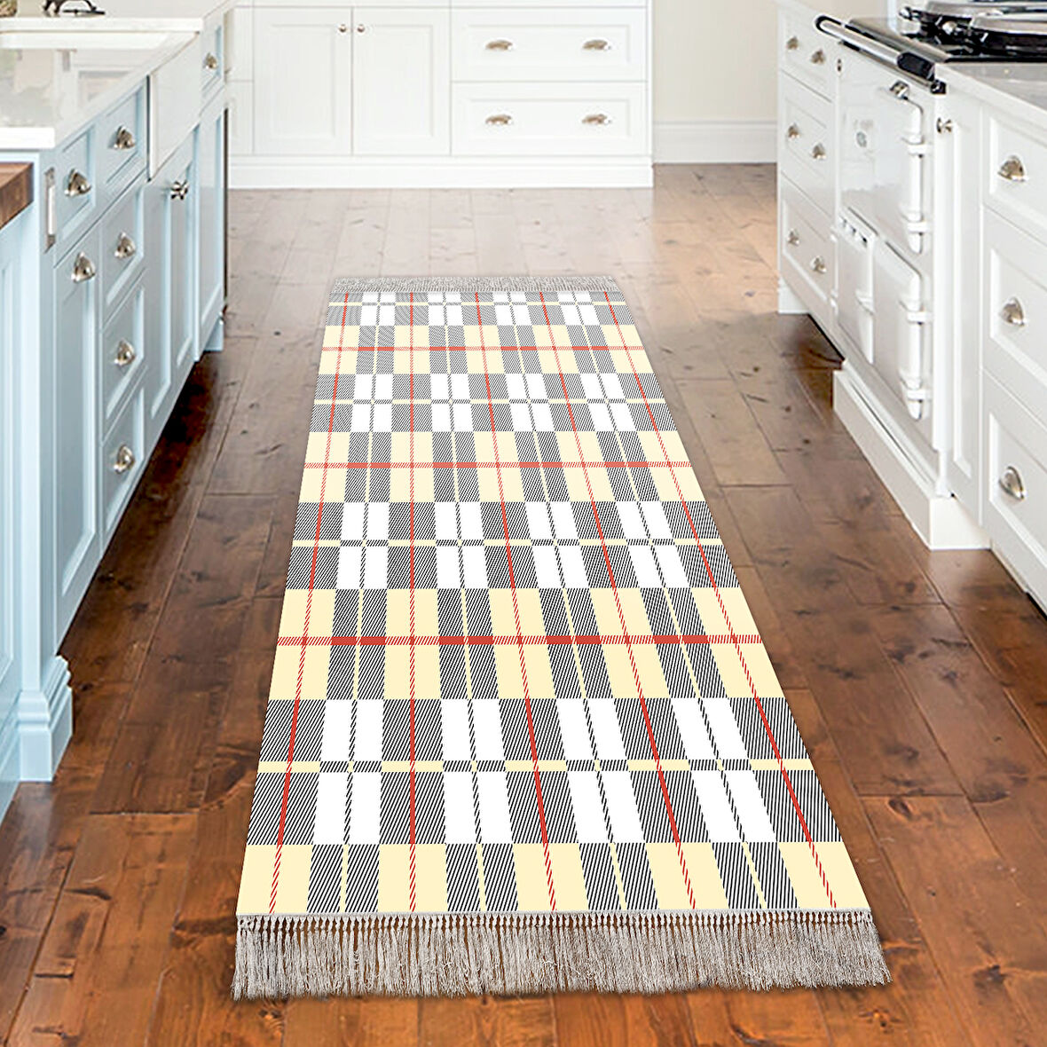 Dekoreko Kaymaz Taban Djt Mutfak Halısı Star Pamuk Saçaklı Modern 750