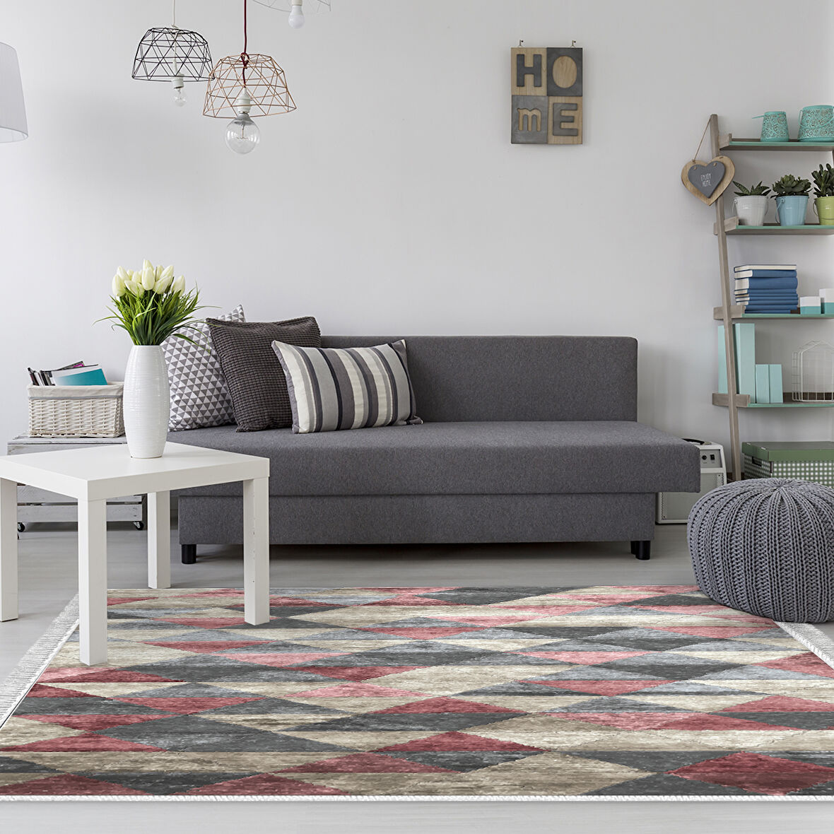 Dekoreko Kaymaz Taban Djt Salon Halısı Star Pamuk Saçaklı İskandinav 661M