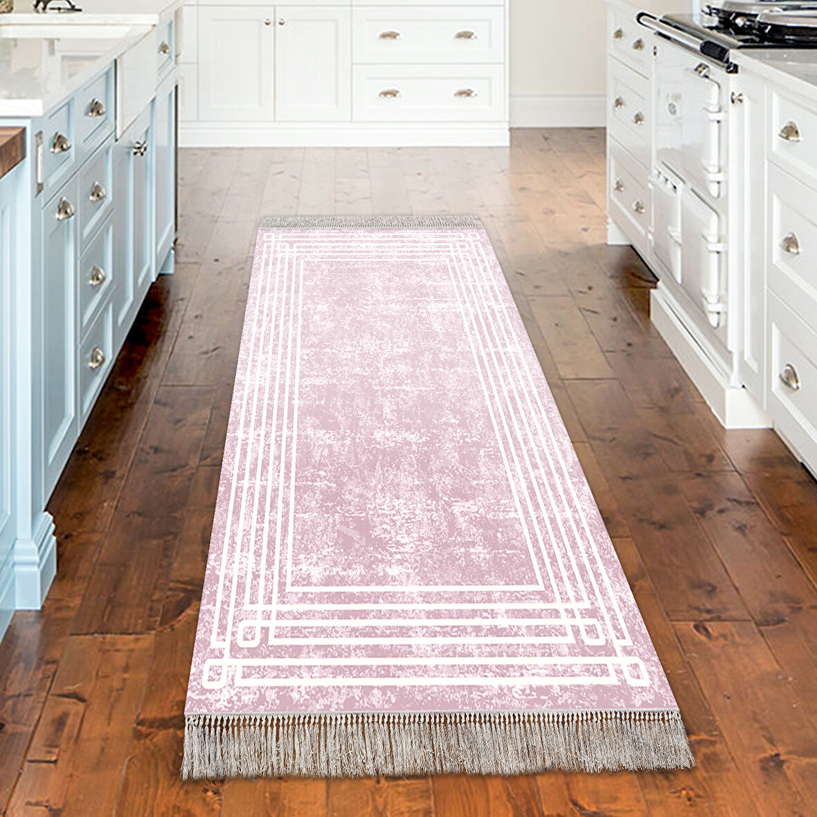 Dekoreko Kaymaz Taban Djt Mutfak Halısı Yıldız Deri Saçaklı Modern M5142