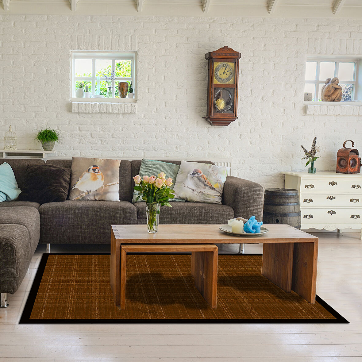 Alanur Home Kaymaz Taban Djt Banyo Mutfak Salon Halı Star Pamuk Dokuma Desen E5007