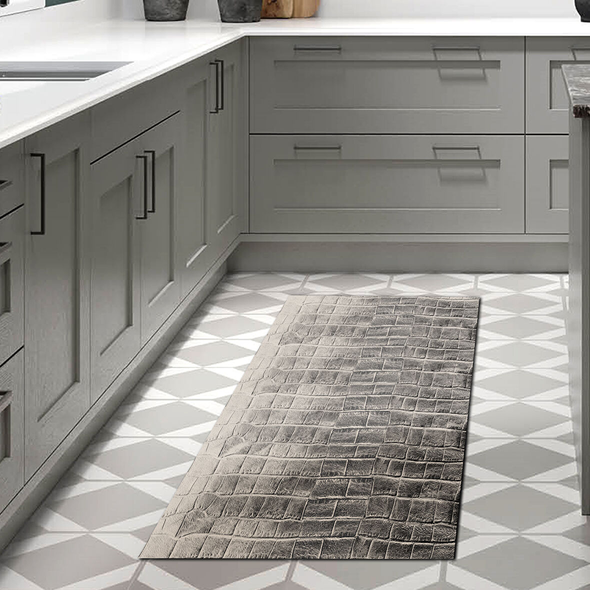 Dekoreko Kaymaz Taban Djt Mutfak Halısı Star Pamuk Modern 1911