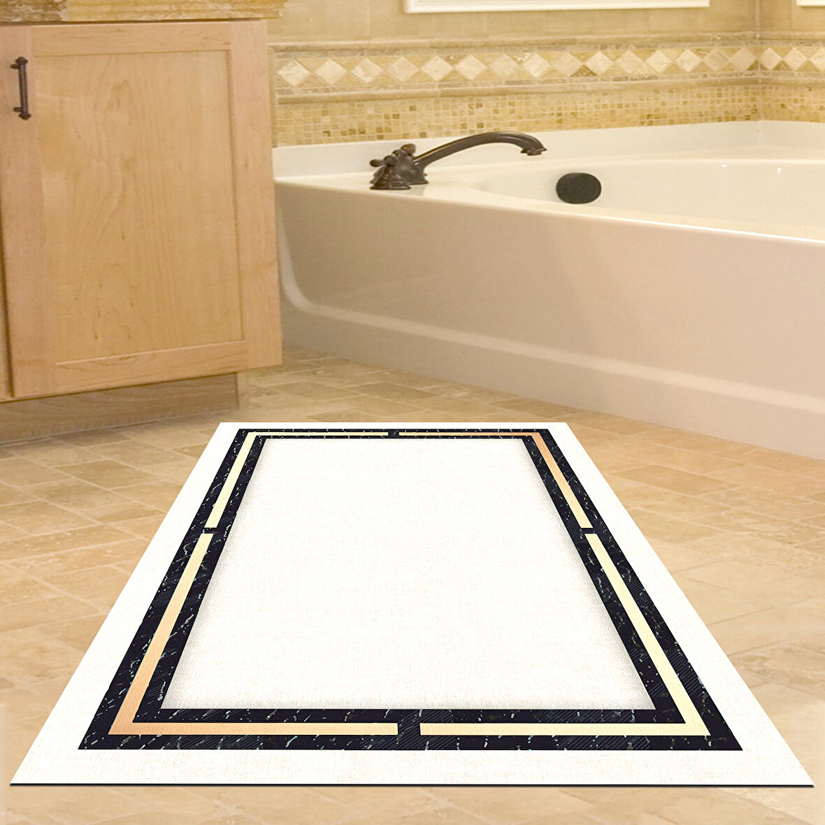 Dekoreko Kaymaz Taban Djt Banyo Halısı Trend Modern F5006