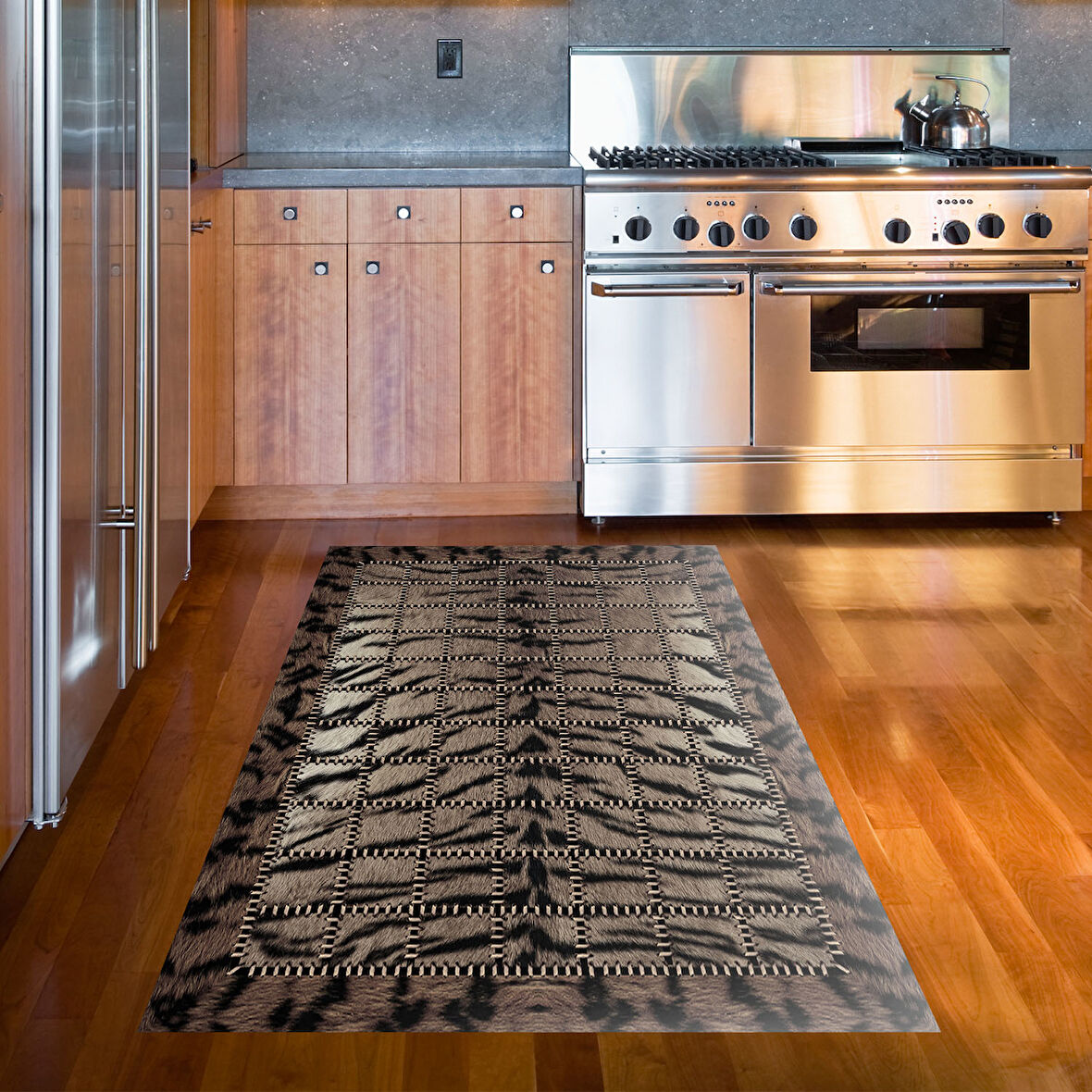 Dekoreko Kaymaz Taban Djt Mutfak Halısı Yıldız Deri Modern 1906