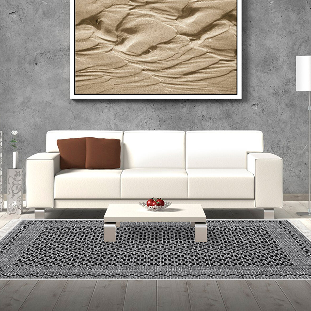 Dekoreko Kaymaz Taban Djt Salon Halısı Trend Saçaklı Modern M5001