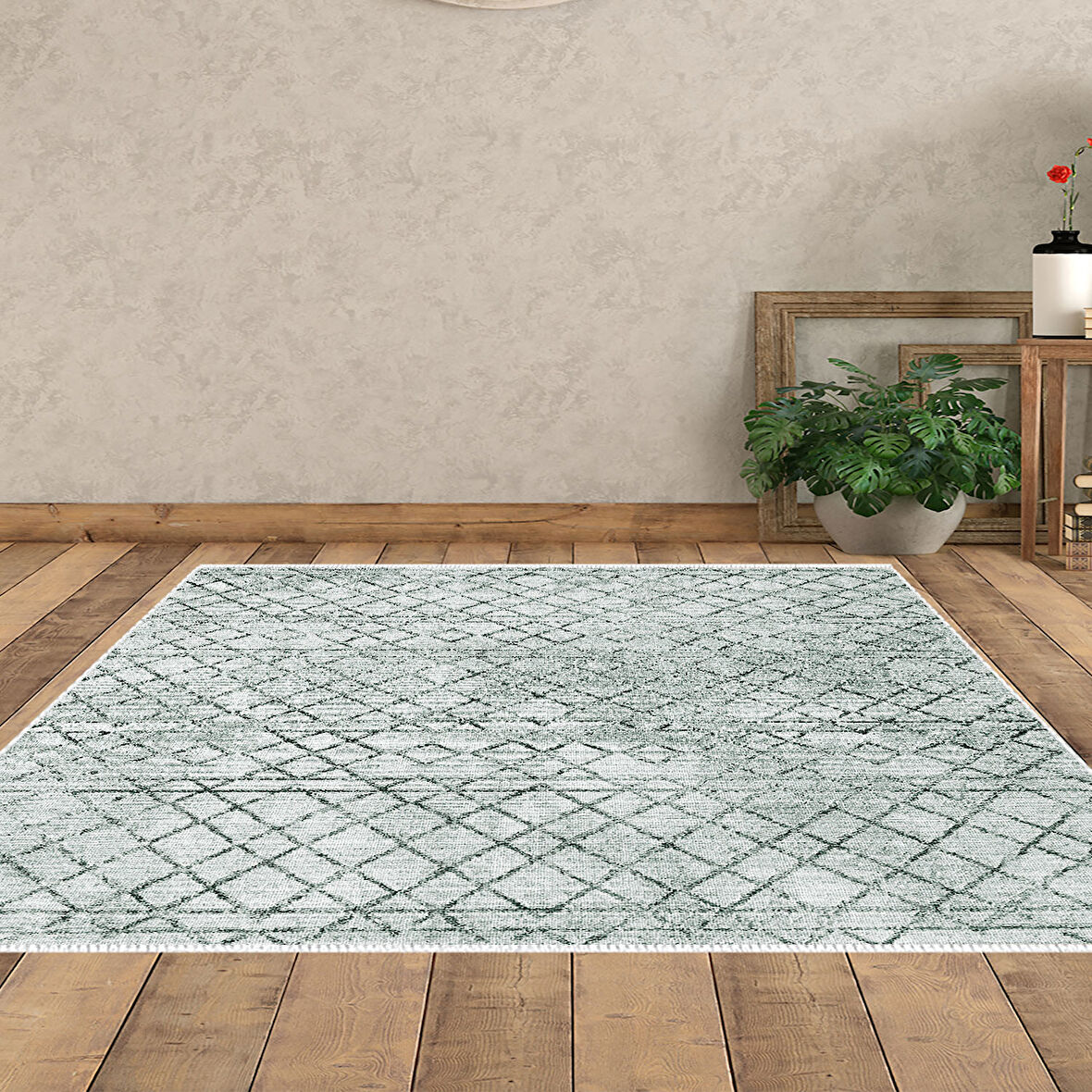 Dekoreko Kaymaz Taban Djt Salon Halısı Star Pamuk İskandinav F5079