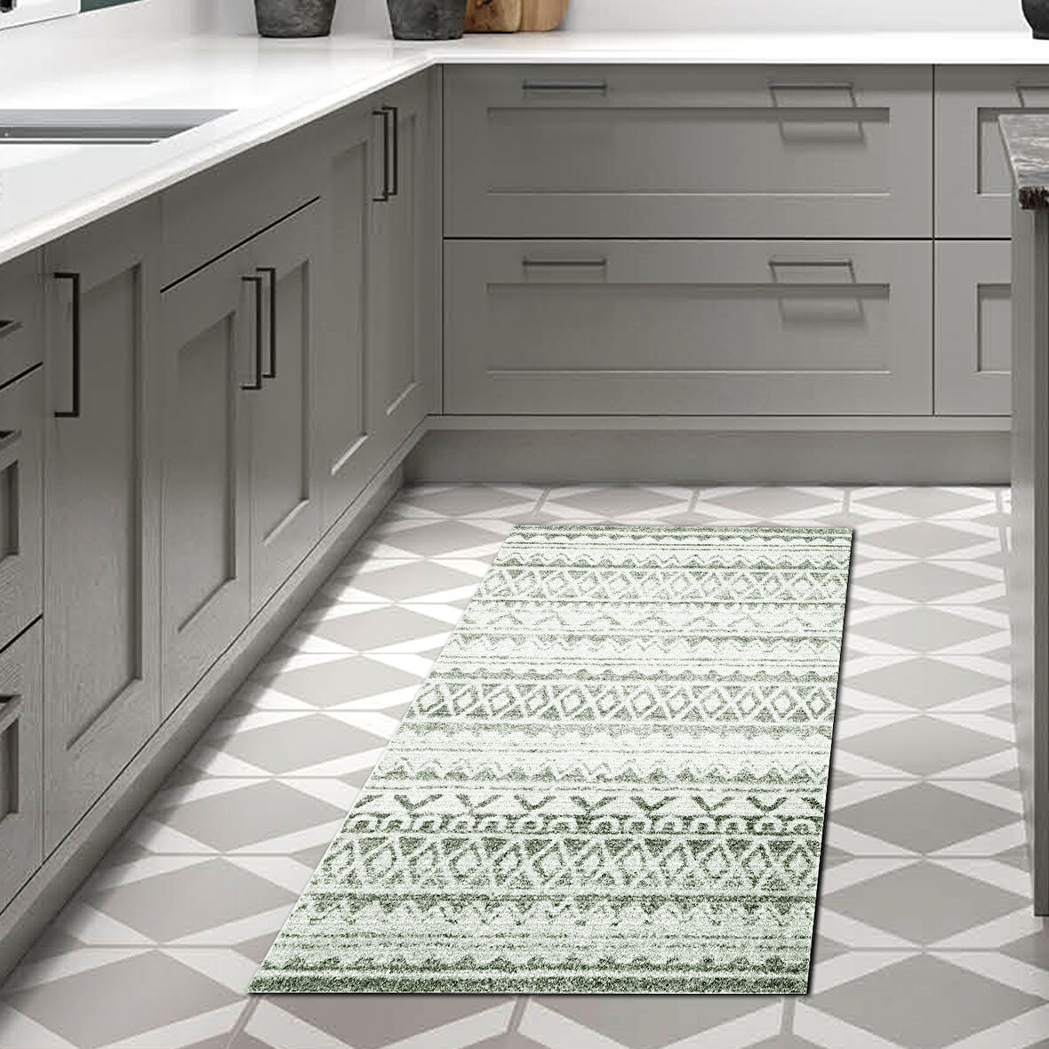 Dekoreko Kaymaz Taban Djt Mutfak Halısı Trend İskandinav F5078