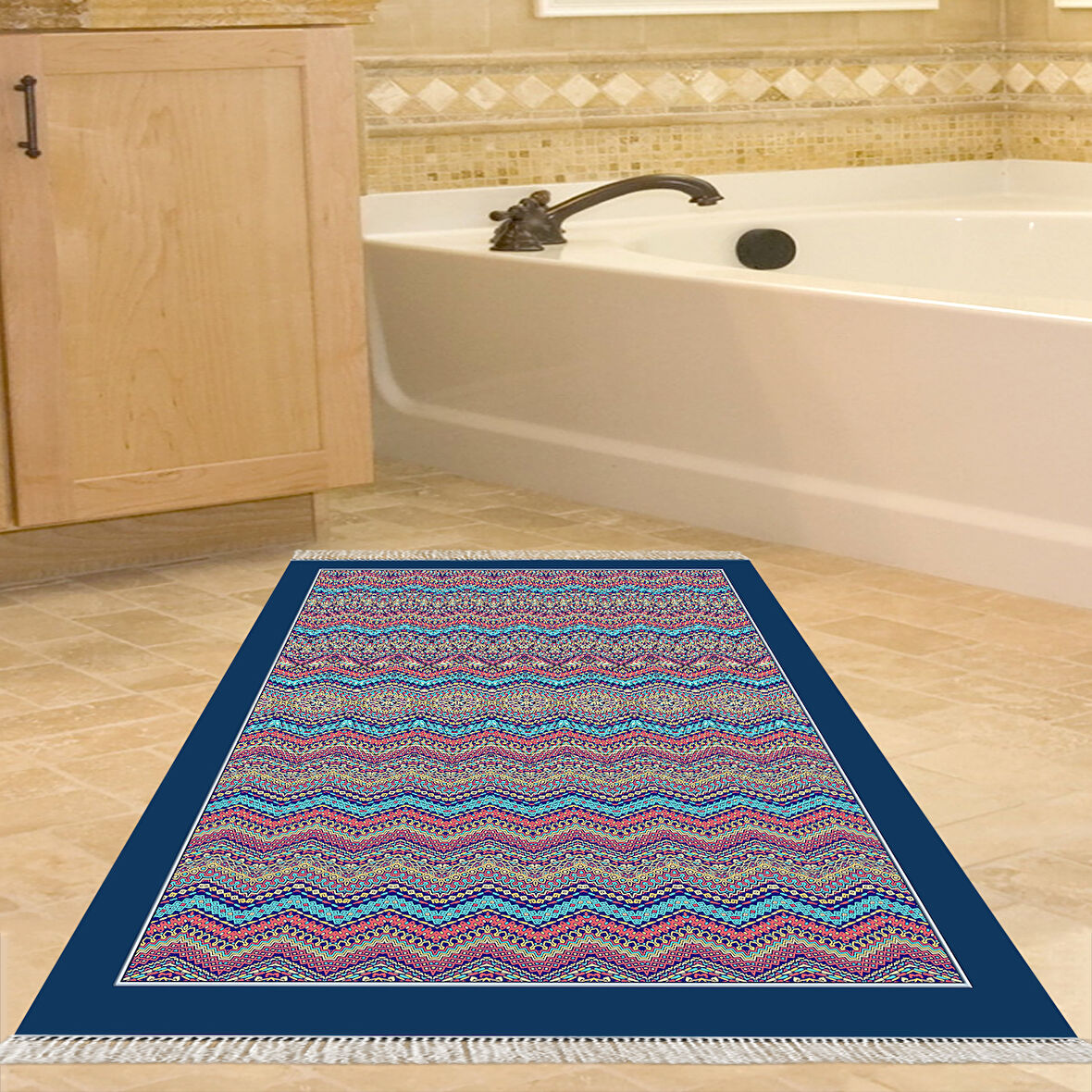 Dekoreko Kaymaz Taban Djt Banyo Halısı Trend Saçaklı Modern 1935