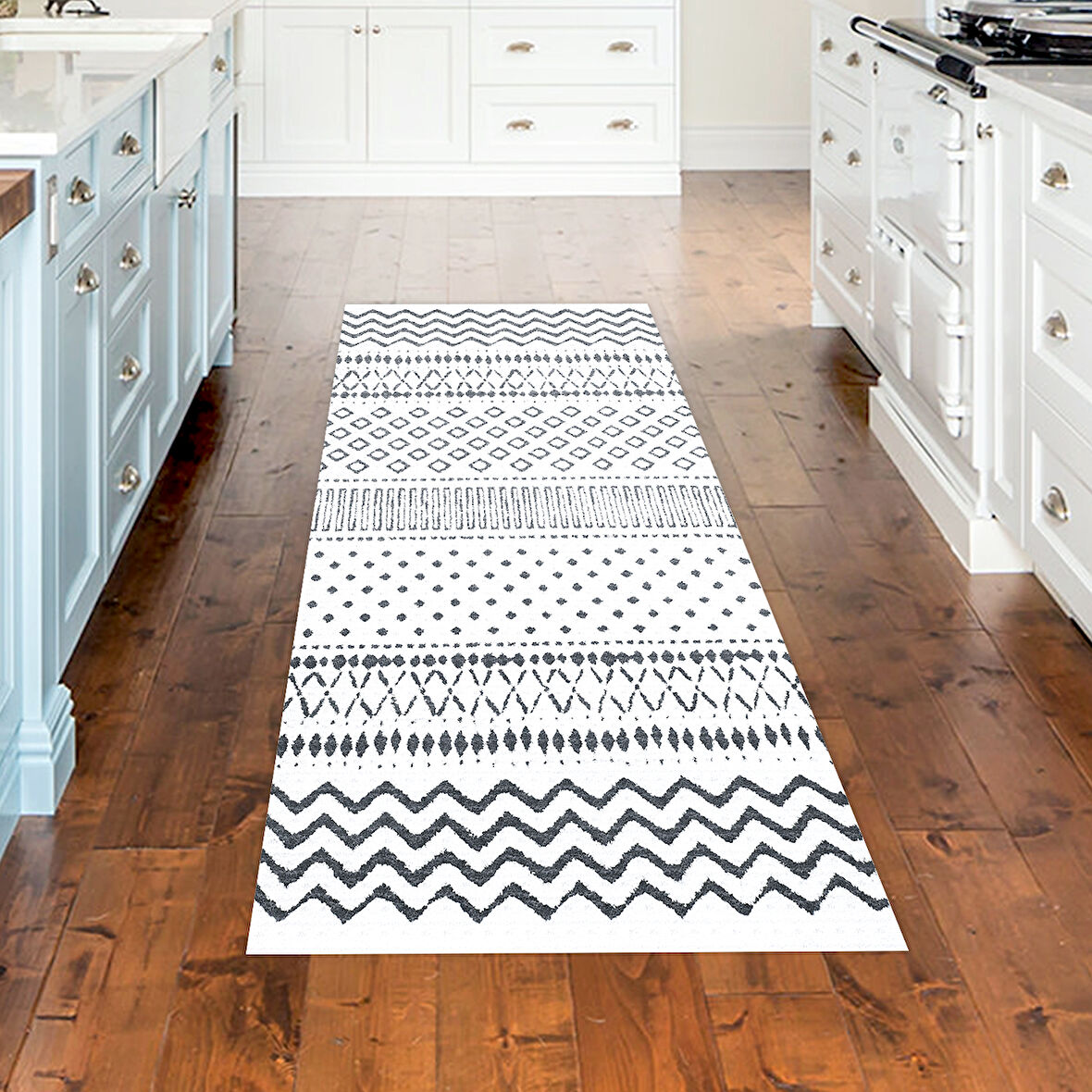 Dekoreko Kaymaz Taban Djt Mutfak Halısı Star Pamuk İskandinav F5086