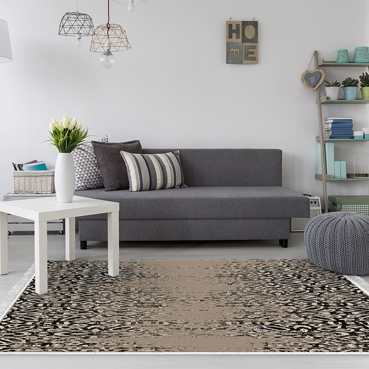 Dekoreko Kaymaz Taban Djt Salon Halısı Star Pamuk Saçaklı İskandinav Mu123