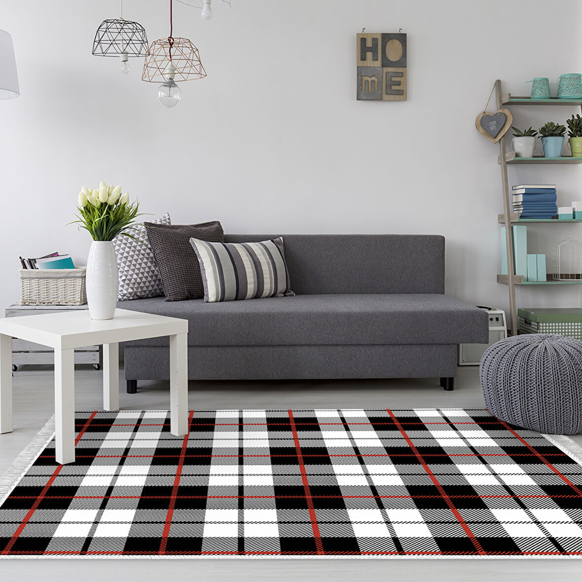 Dekoreko Kaymaz Taban Djt Salon Halısı Yıldız Deri Saçaklı Modern 750