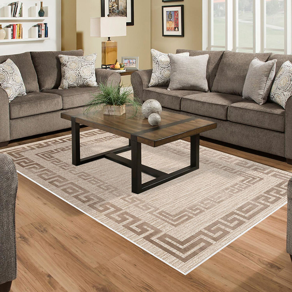 Dekoreko Kaymaz Taban Djt Salon Halısı Yıldız Deri Modern F5036