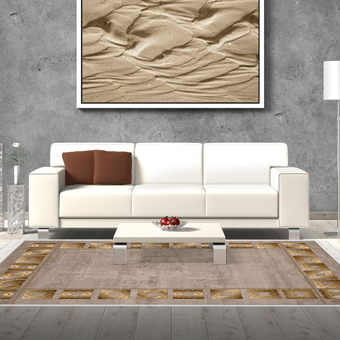 Dekoreko Kaymaz Taban Djt Salon Halısı Star Pamuk Saçaklı Modern 691M