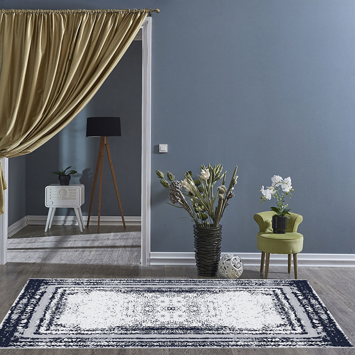 Dekoreko Kaymaz Taban Djt Salon Halısı Star Pamuk Modern M5132