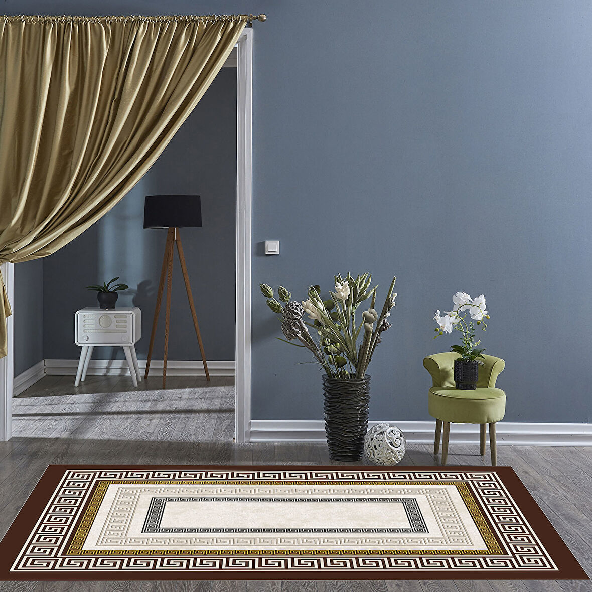 Dekoreko Kaymaz Taban Djt Salon Halısı Yıldız Deri Modern 675M