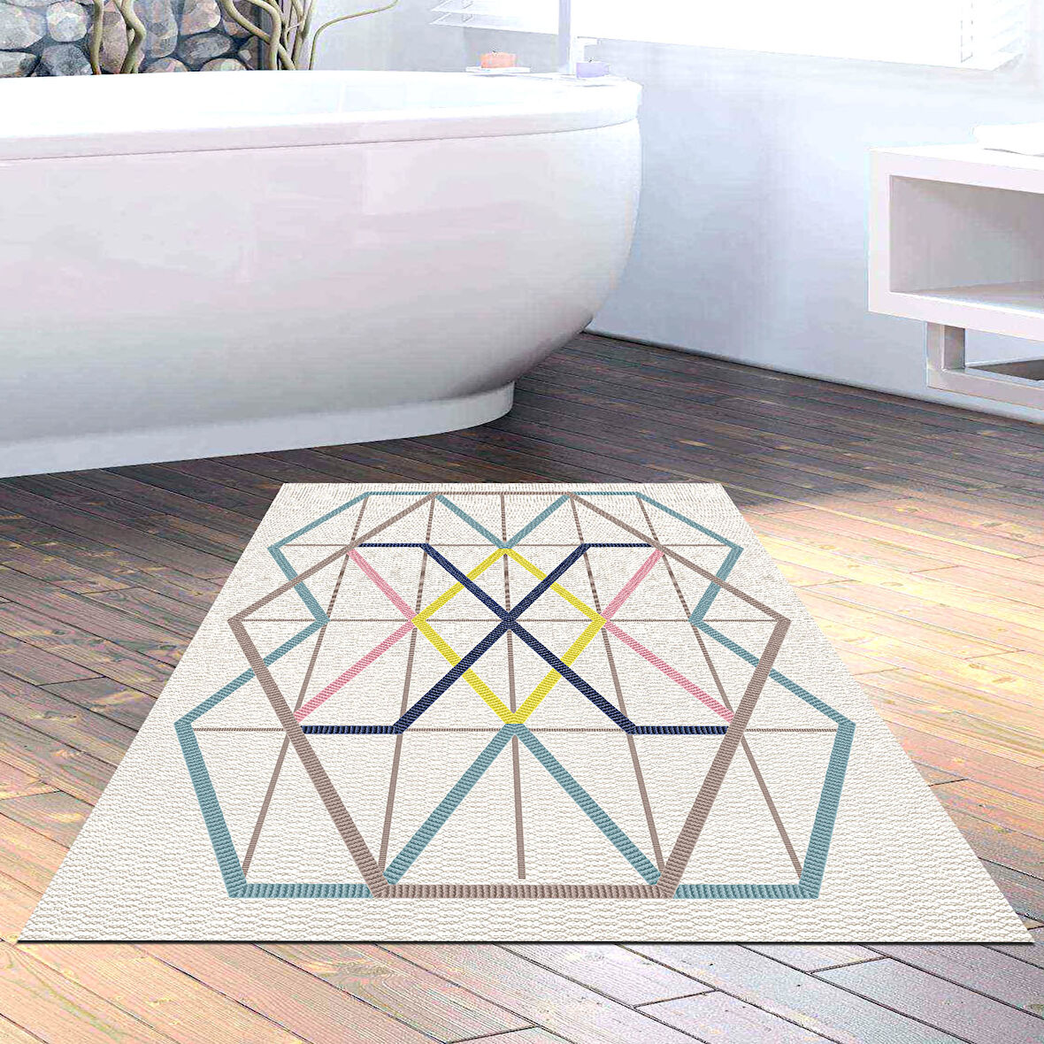 Dekoreko Kaymaz Taban Djt Banyo Halısı Star Pamuk Modern P1525