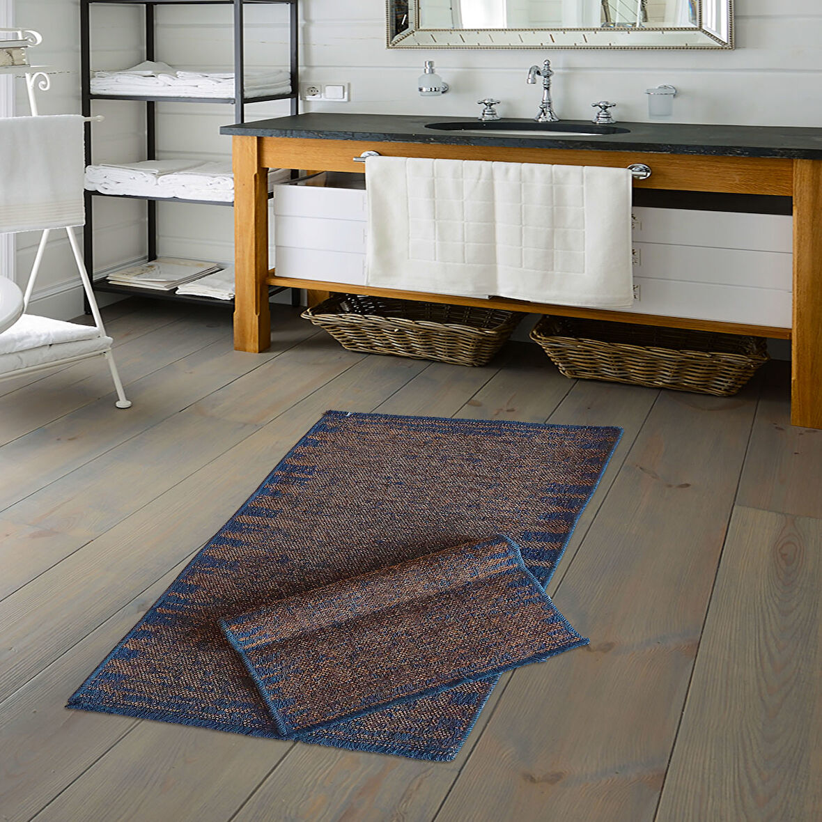 Alanur Home Paris Şönil Dokuma 2 Li Banyo Paspası Eskitme Antrasit