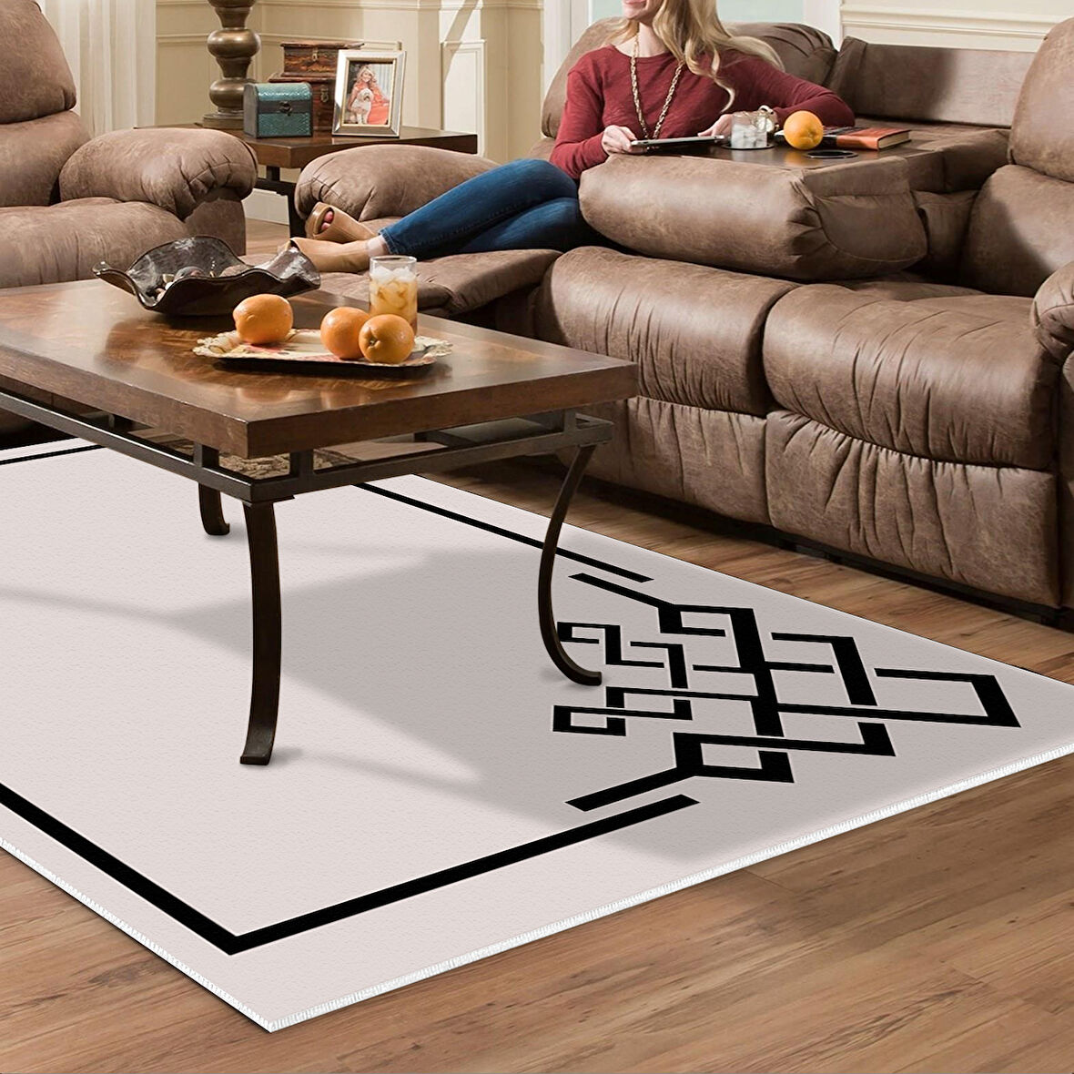 Dekoreko Kaymaz Taban Djt Salon Halısı Star Pamuk Modern 1919