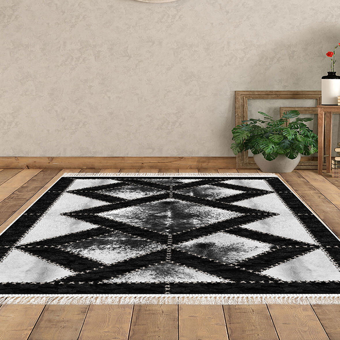 Dekoreko Kaymaz Taban Djt Salon Halısı Trend Saçaklı Modern 722