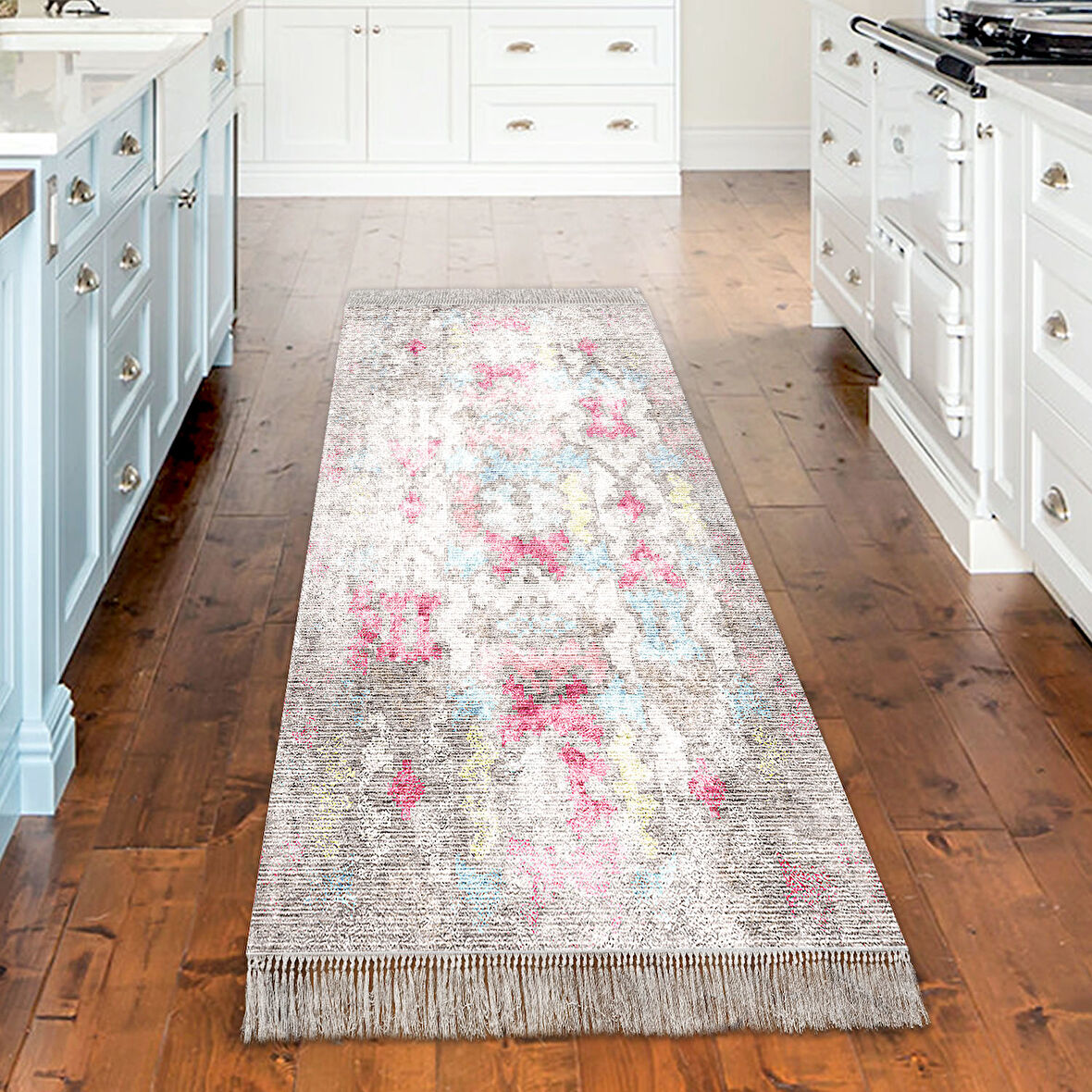 Dekoreko Kaymaz Taban Djt Mutfak Halısı Trend Saçaklı Modern F5138