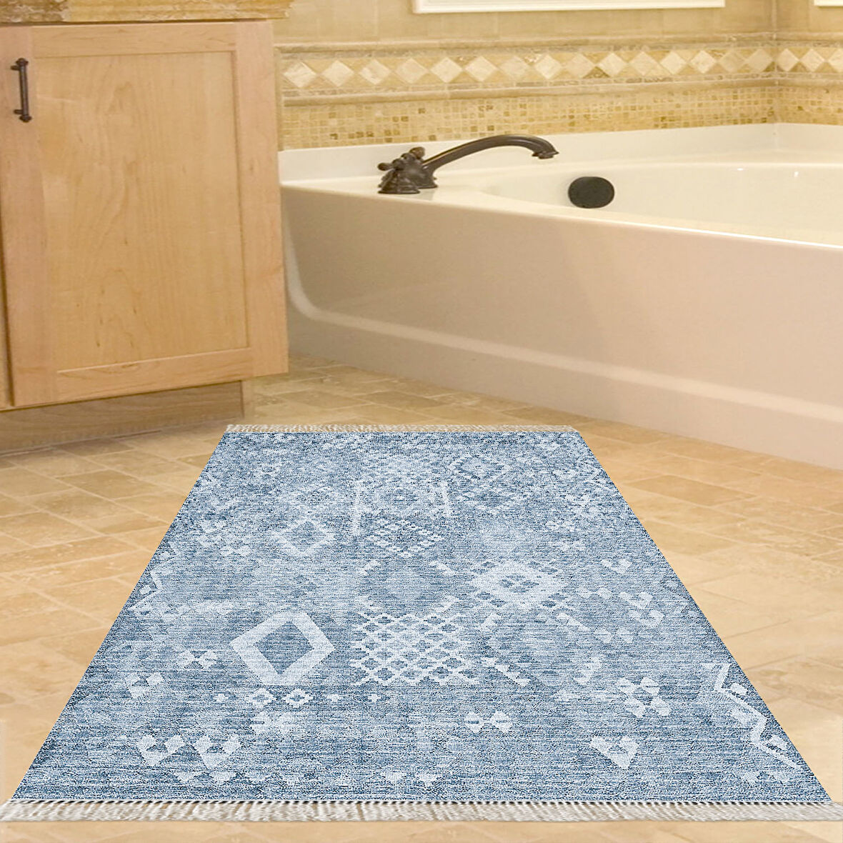 Dekoreko Kaymaz Taban Djt Banyo Halısı Trend Saçaklı İskandinav F5137