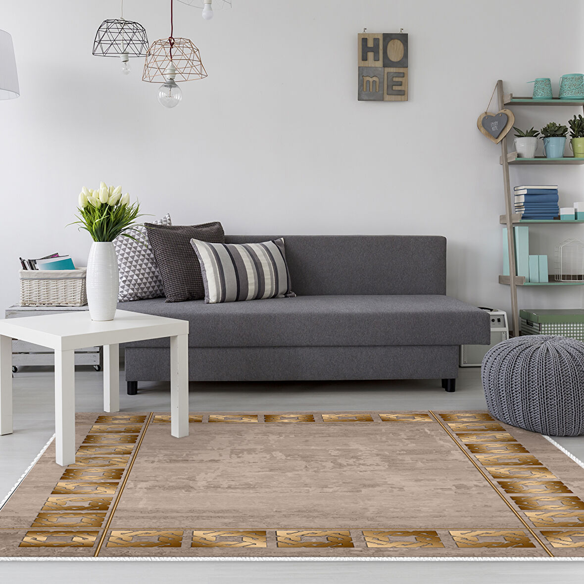 Dekoreko Kaymaz Taban Djt Salon Halısı Star Pamuk Modern 691M