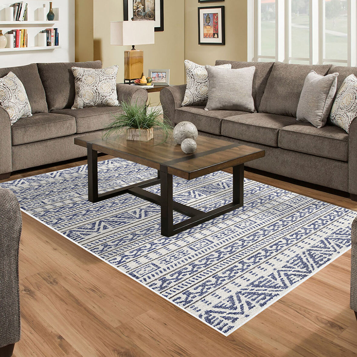 Dekoreko Kaymaz Taban Djt Salon Halısı Yıldız Deri İskandinav F5082