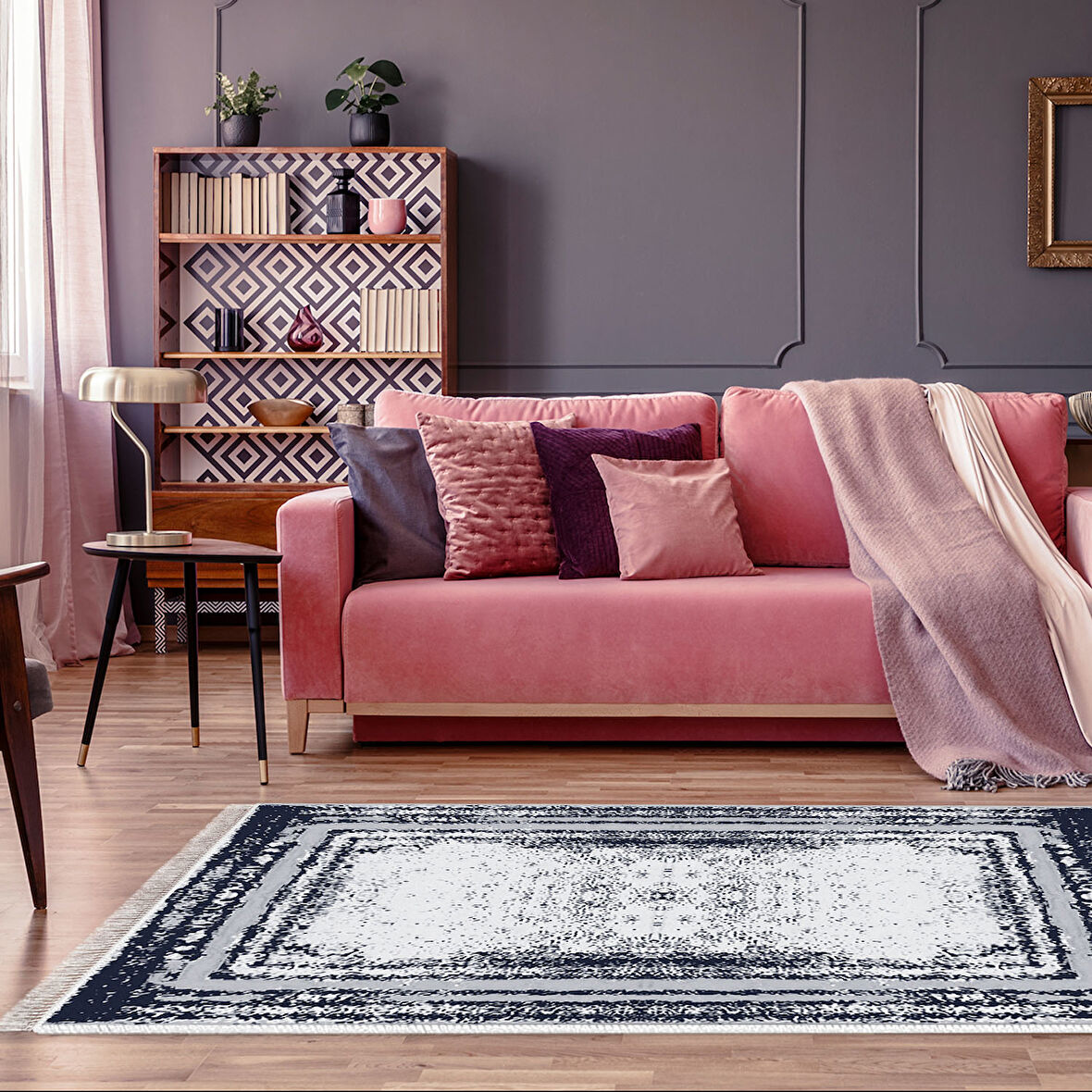 Dekoreko Kaymaz Taban Djt Salon Halısı Trend Saçaklı Modern M5132